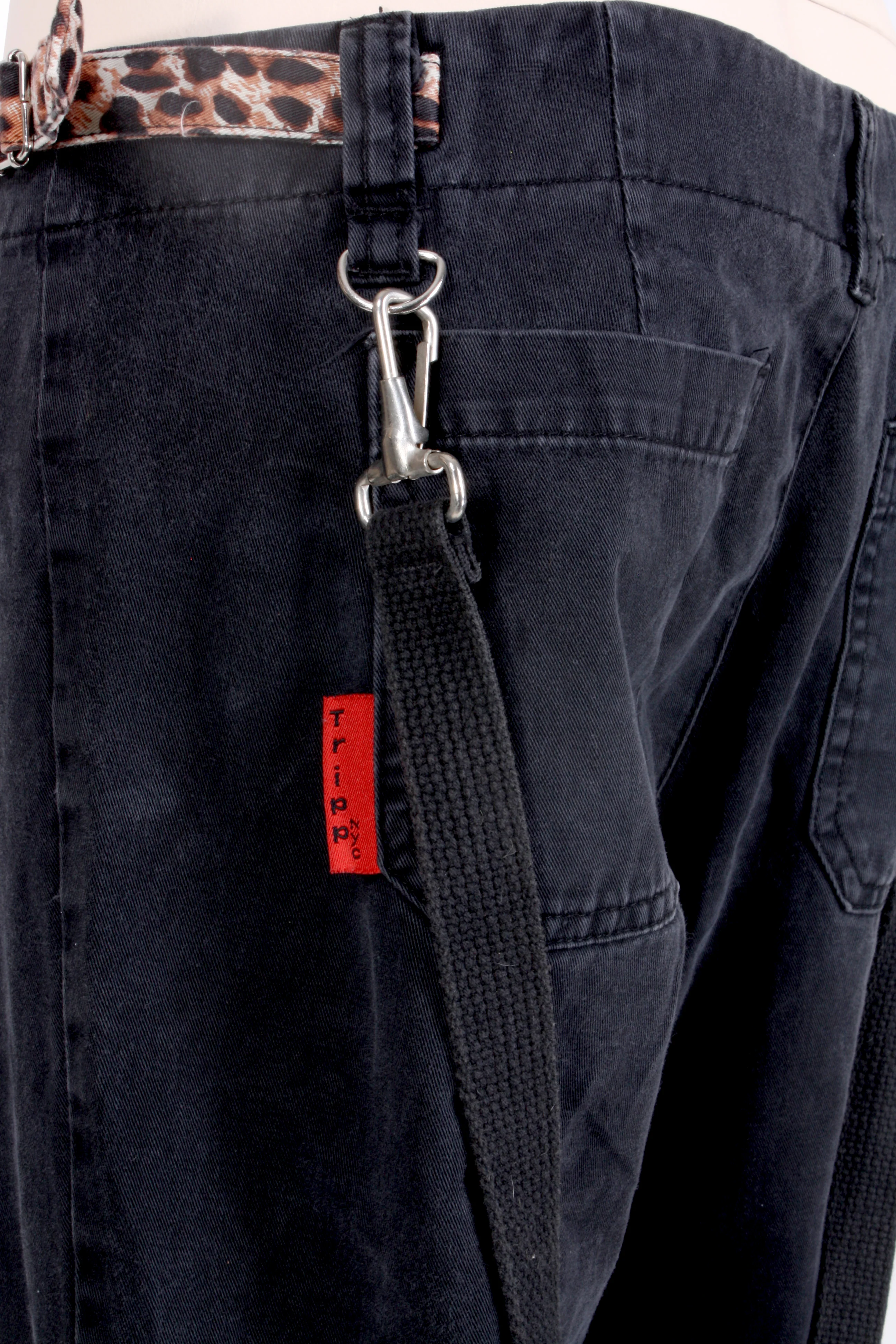 90s Daang Goodman Black Leopard Wide Leg Bondage Pants By Tripp N.y.c. - Image 9