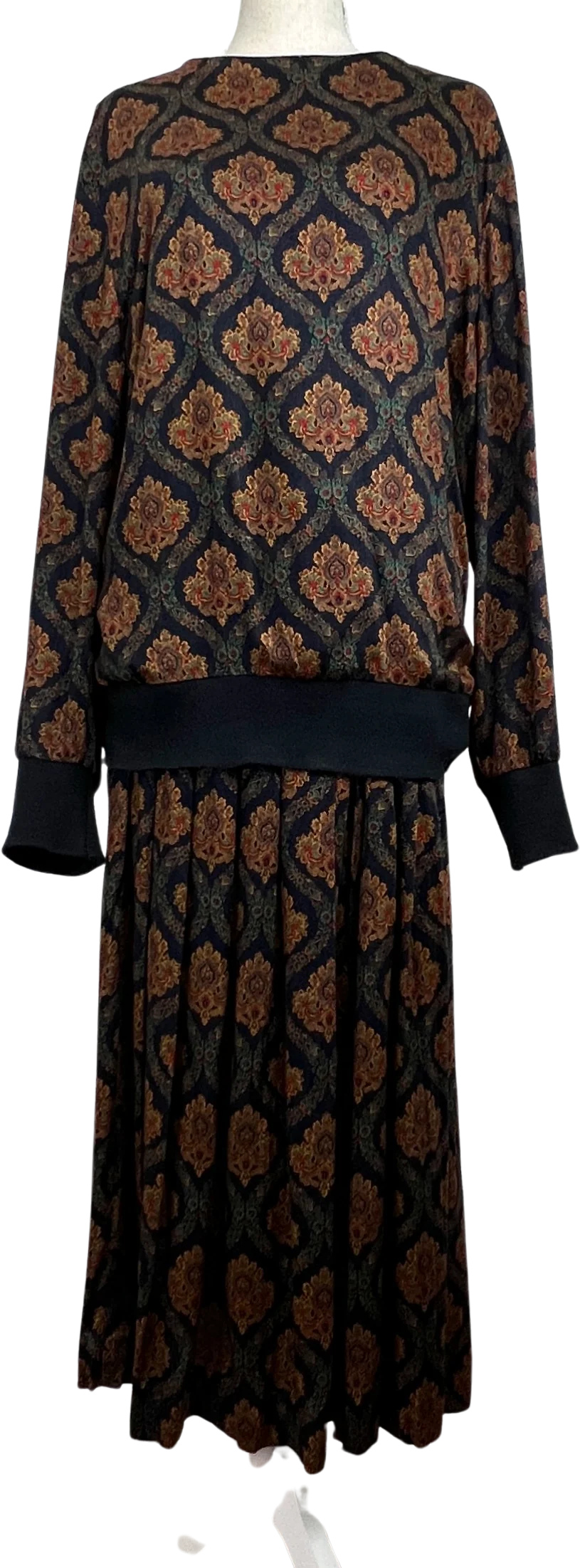90s Damask Print Skirt Set Dark Academia By Greggs
