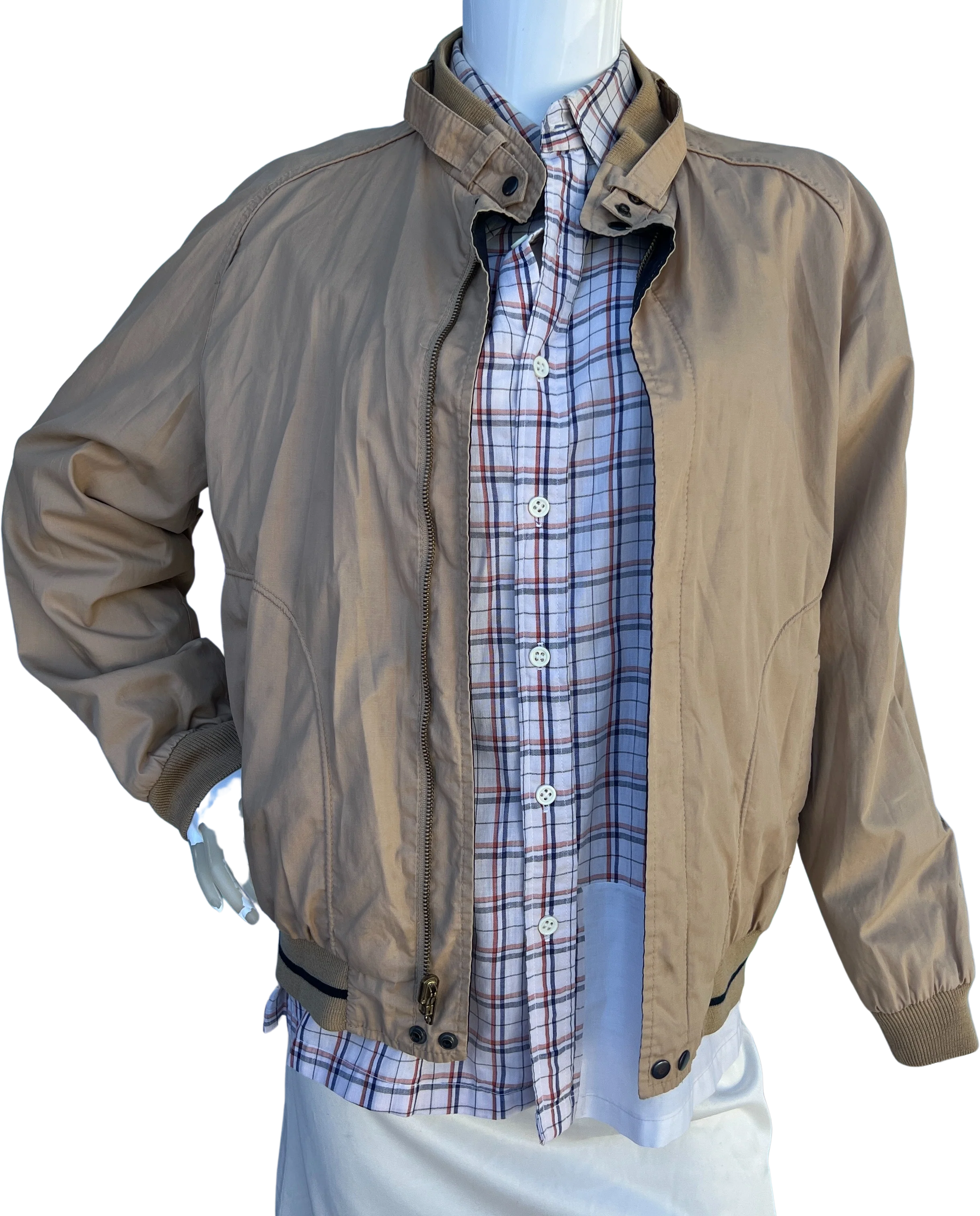 90s Dark Beige and Black Reversible Bomber Jacket by The Broadway