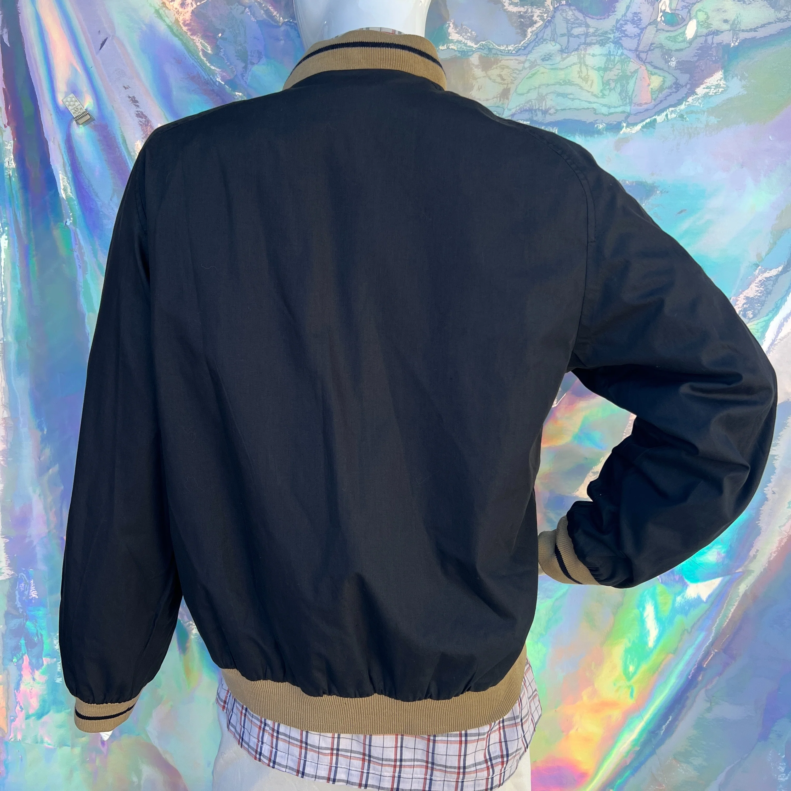 90s Dark Beige and Black Reversible Bomber Jacket by The Broadway - Image 5