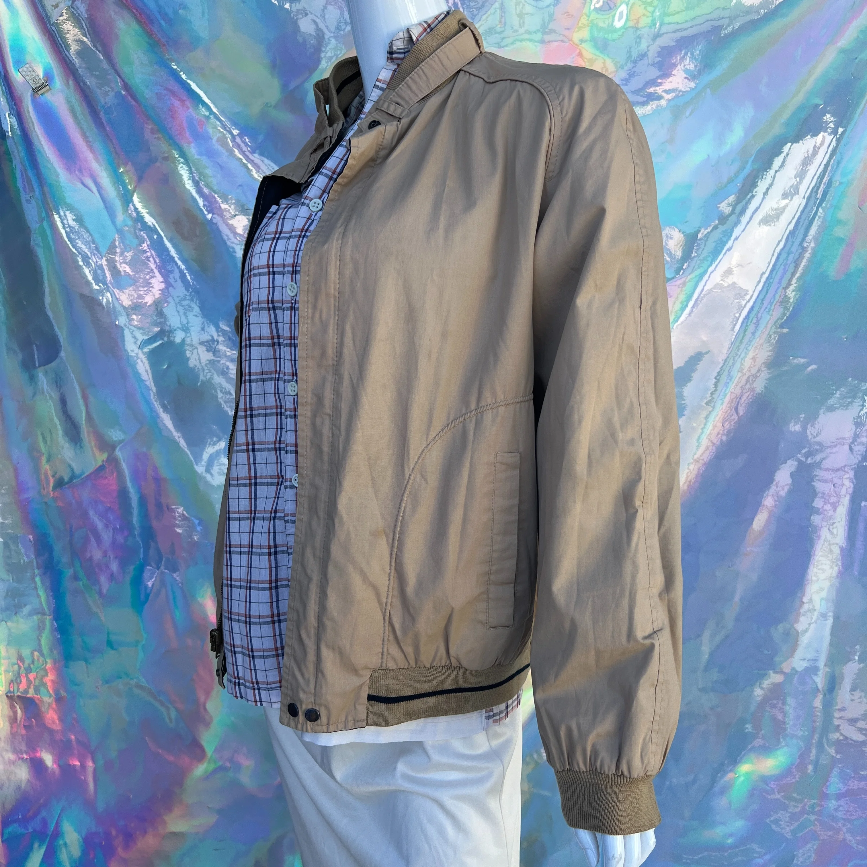 90s Dark Beige and Black Reversible Bomber Jacket by The Broadway - Image 8