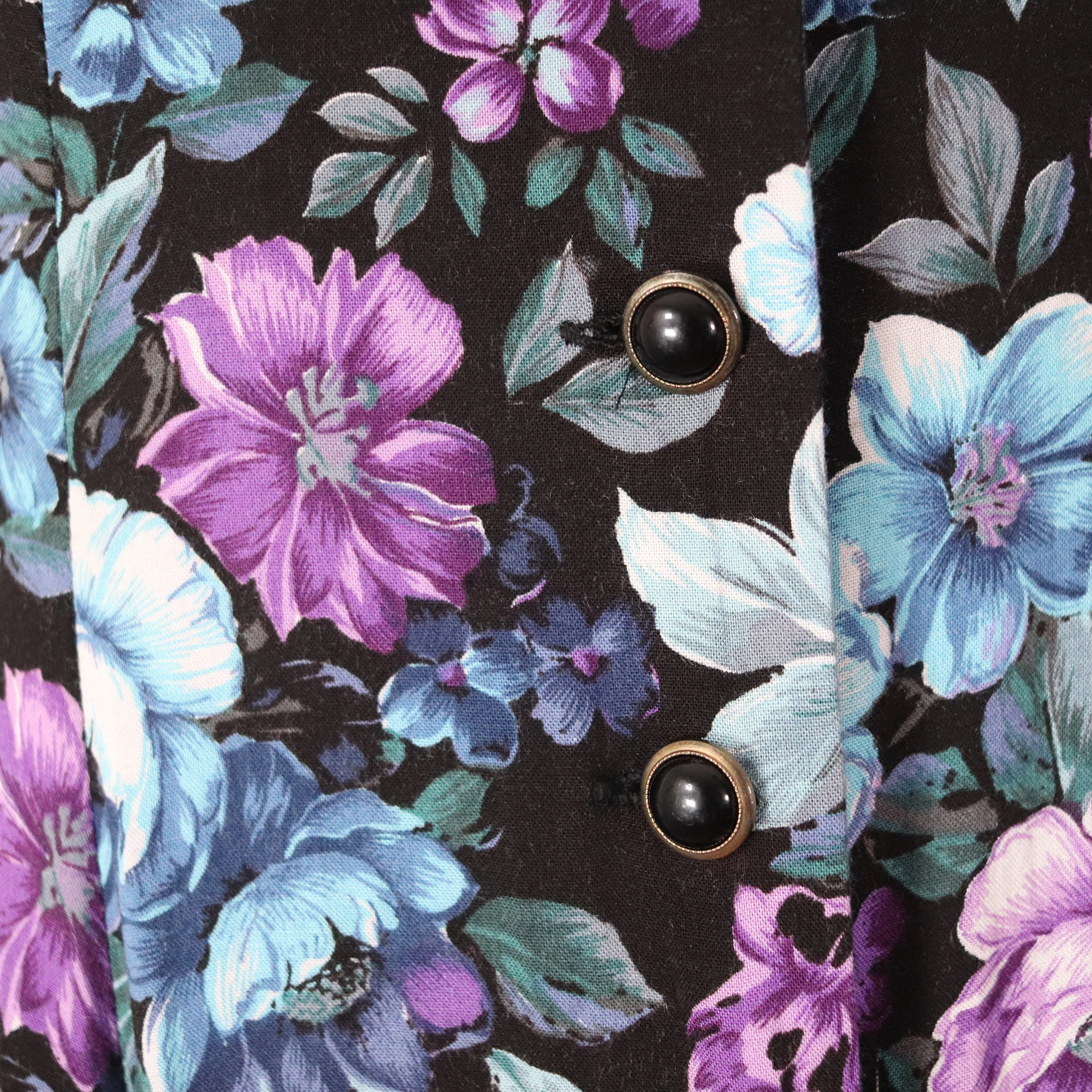 90s Dark Floral Sleeveless Keyhole Shirt Dress By Betsy Lauren - Image 12