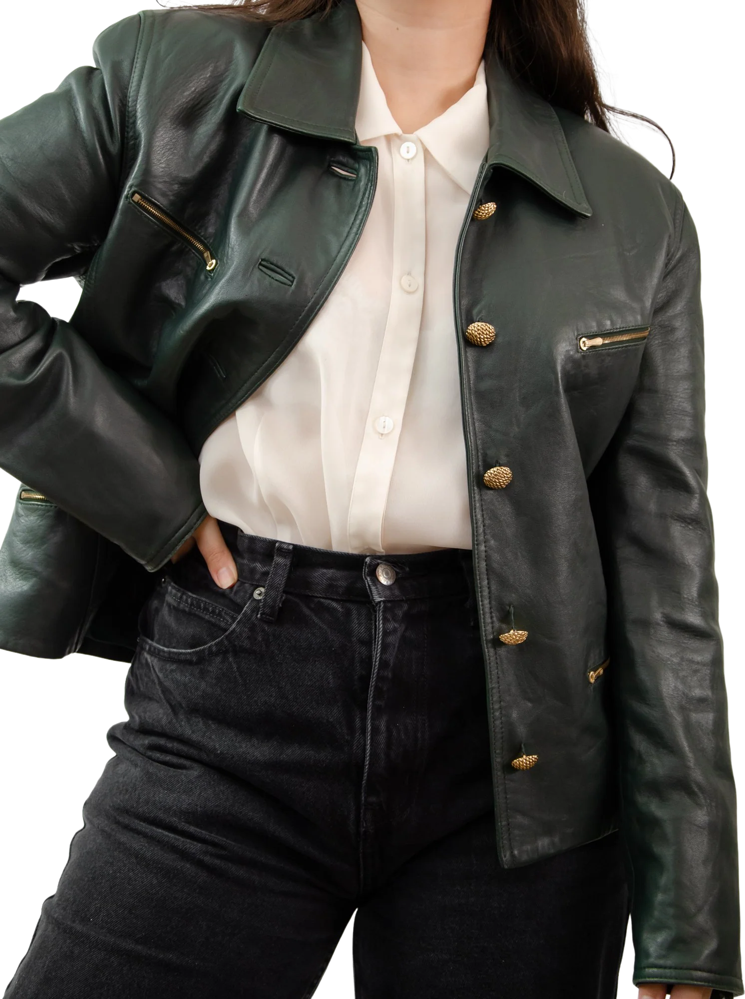 90s Dark Green Leather Jacket