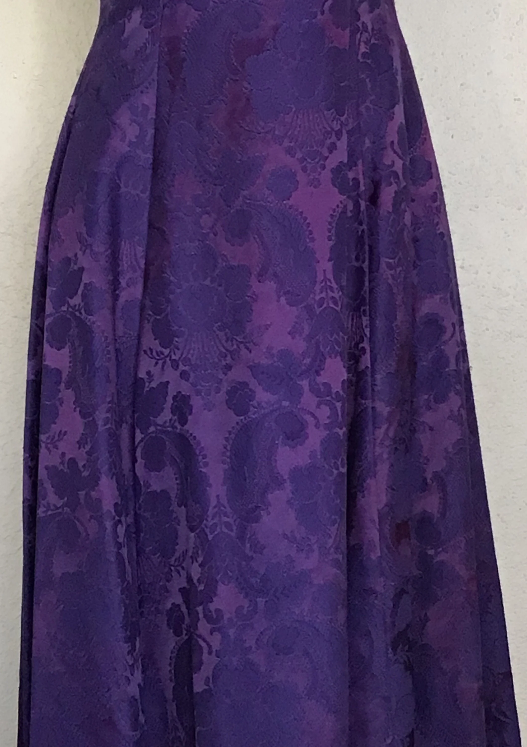 90s Deep Purple Floral Flared Maxi Party Prom Dress By Jessica McClintock - Image 3
