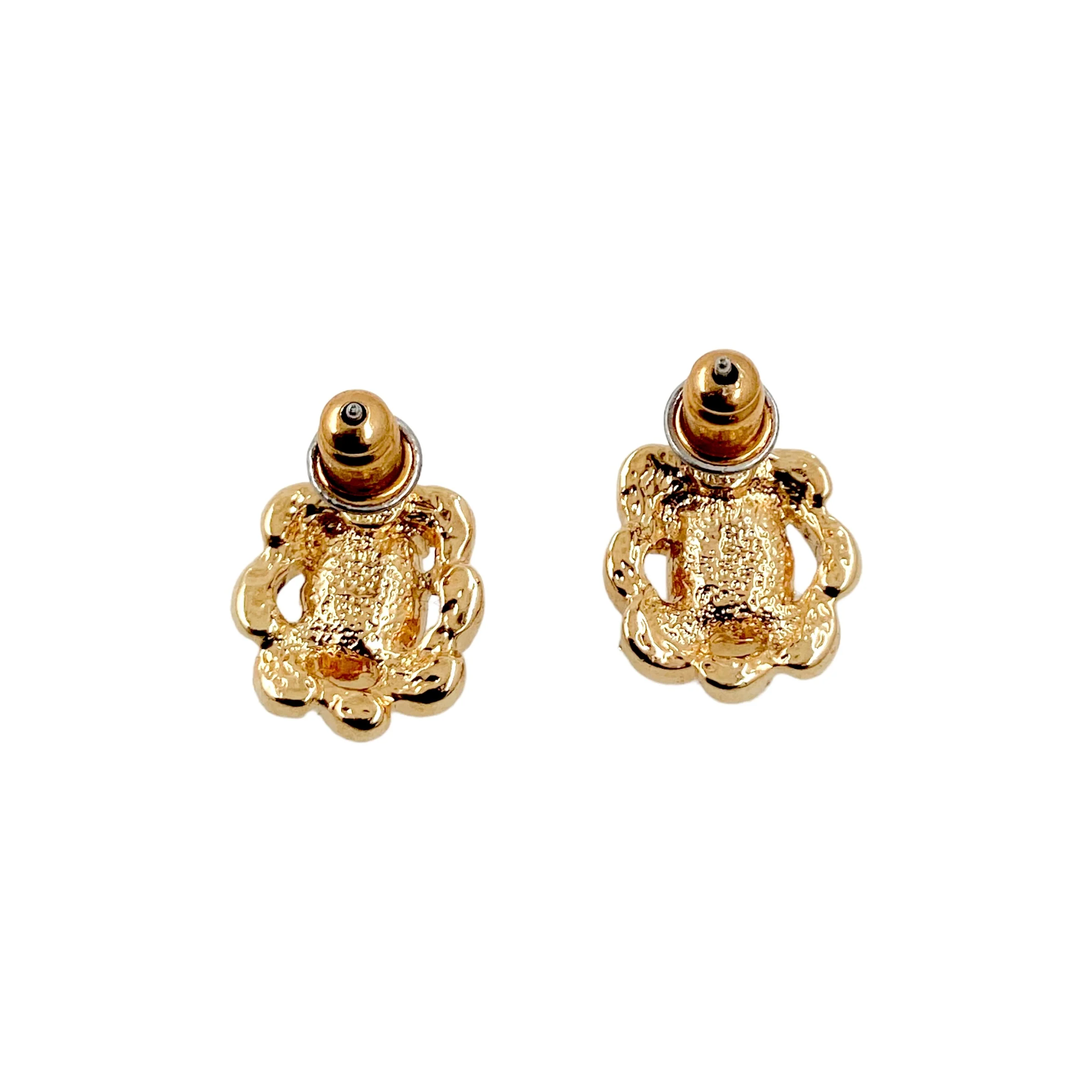 90s Delicate Gold Plated Floral Earrings Necklace Set - Image 12