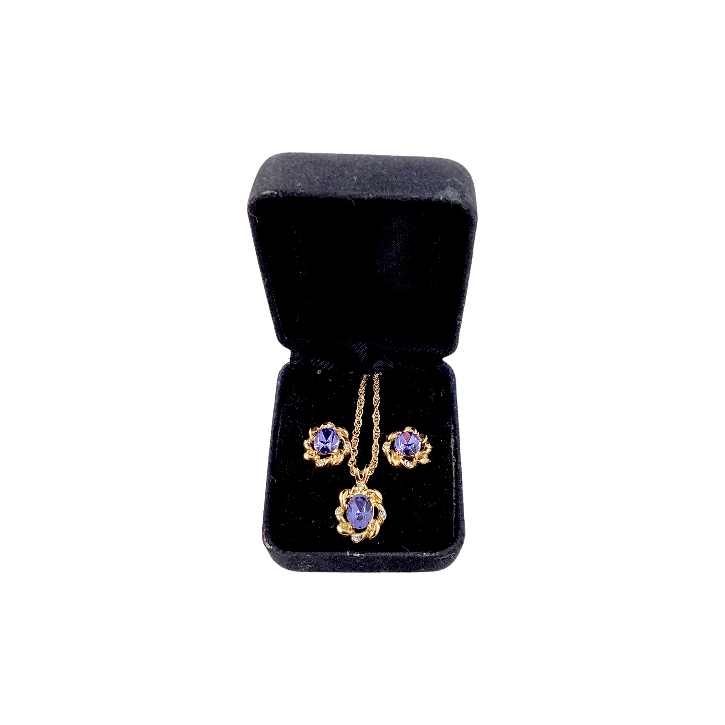 90s Delicate Gold Plated Floral Earrings Necklace Set - Image 13