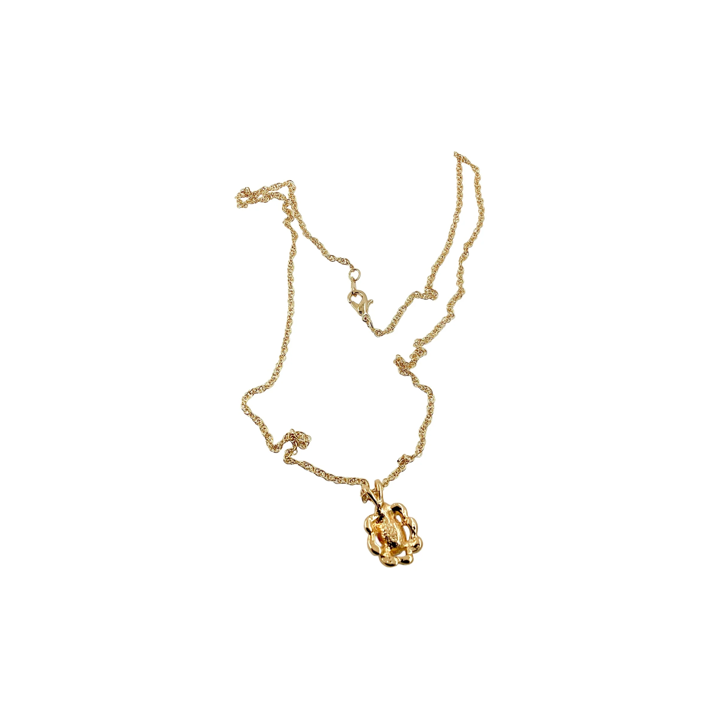90s Delicate Gold Plated Floral Earrings Necklace Set - Image 9