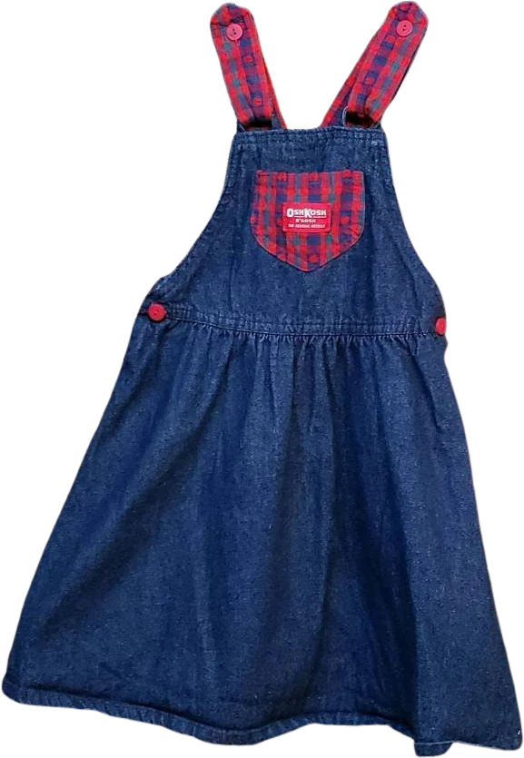 90s Denim Overall Dress with Apples Girls 6 by Oshkosh B'Gosh