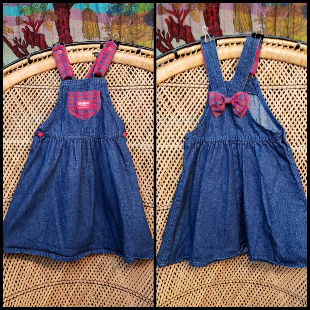 90s Denim Overall Dress with Apples Girls 6 by Oshkosh B'Gosh - Image 2