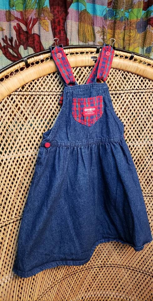 90s Denim Overall Dress with Apples Girls 6 by Oshkosh B'Gosh - Image 5