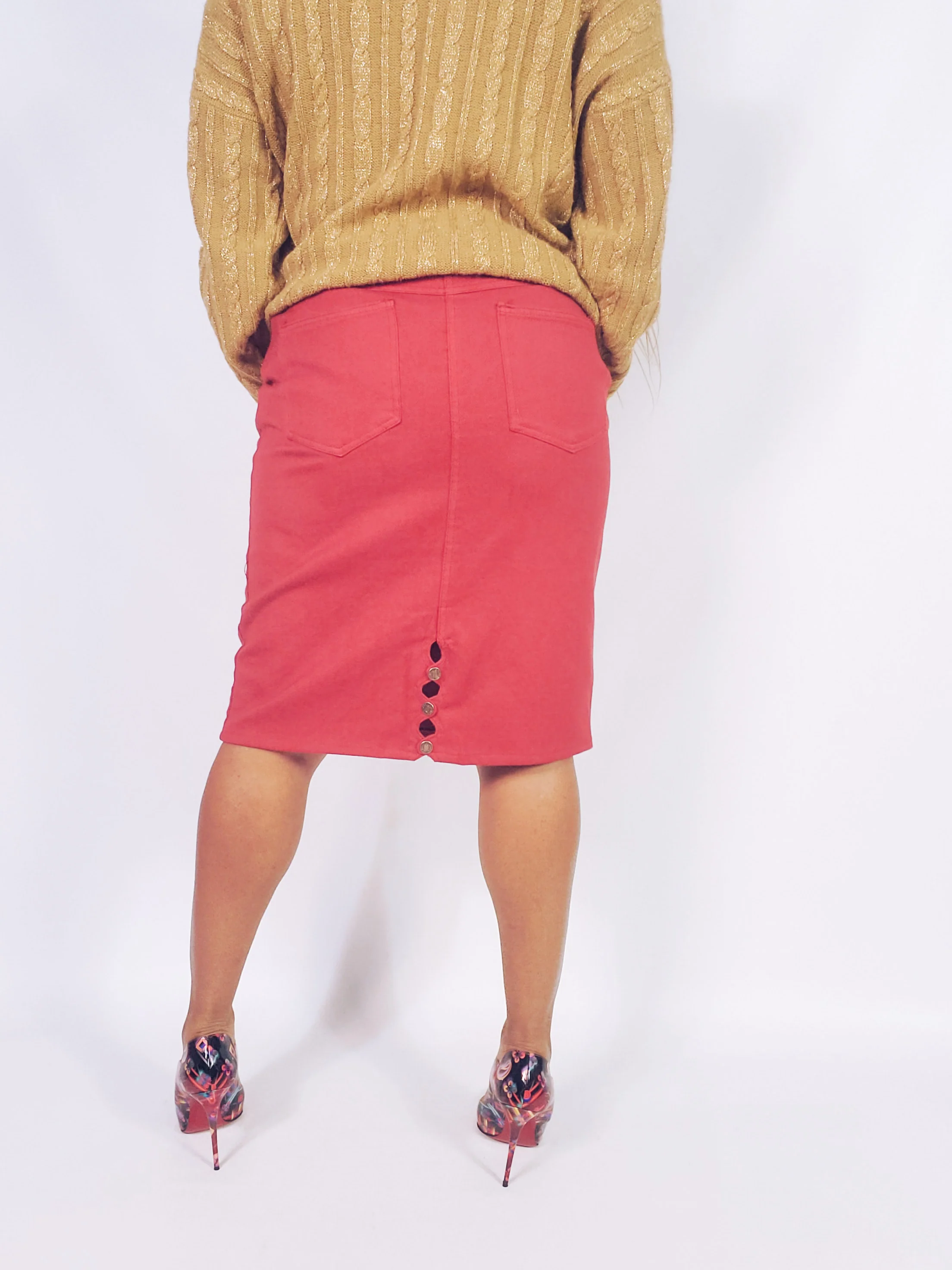 90s Denim Pencil Skirt By Baccini - Image 4