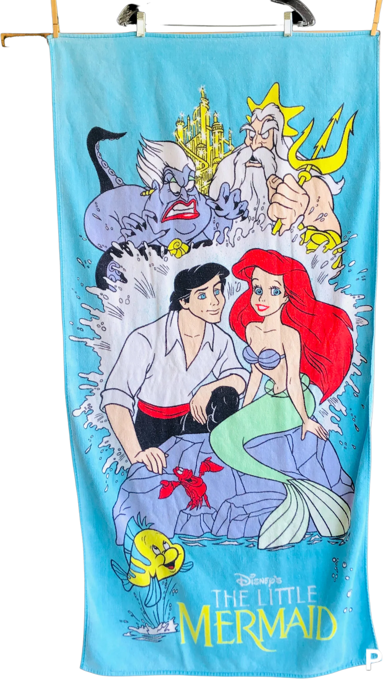 90s Disney Little Mermaid Beach Towel Ariel Flounder By Franco