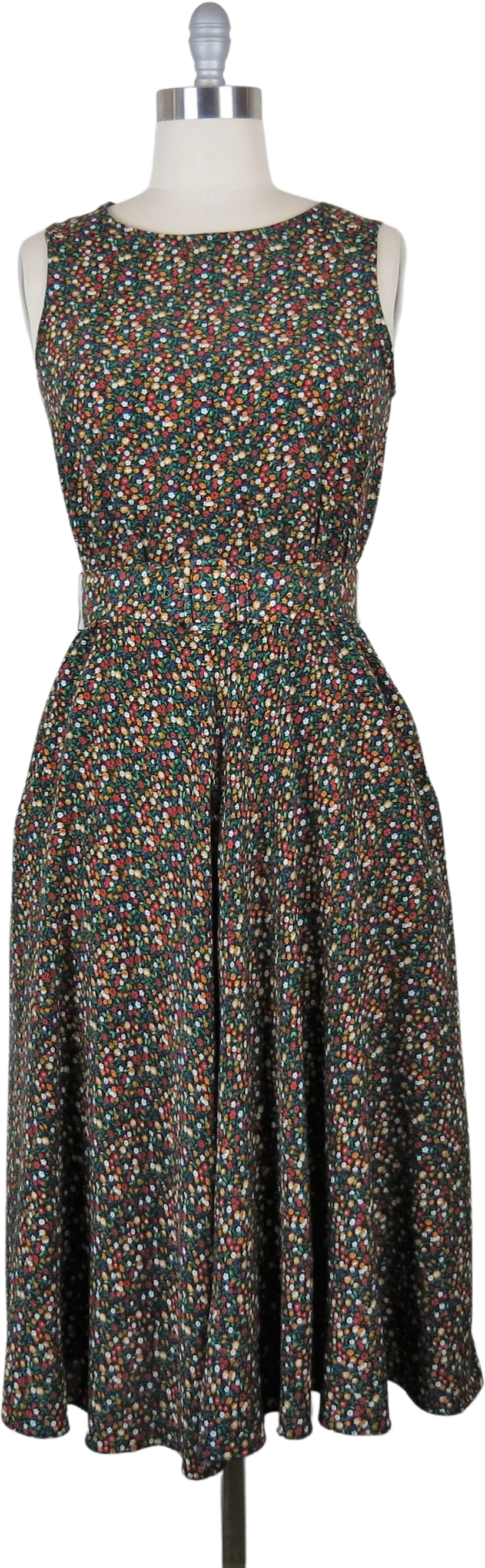 90s Ditsy Calico Floral Midi Dress Dark Academia Rayon