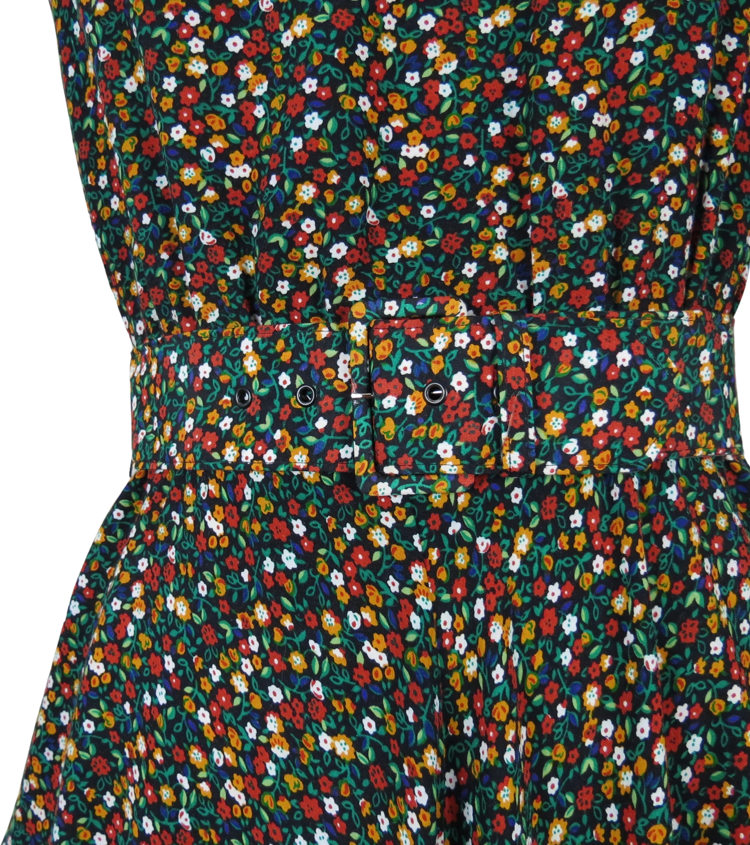 90s Ditsy Calico Floral Midi Dress Dark Academia Rayon - Image 2