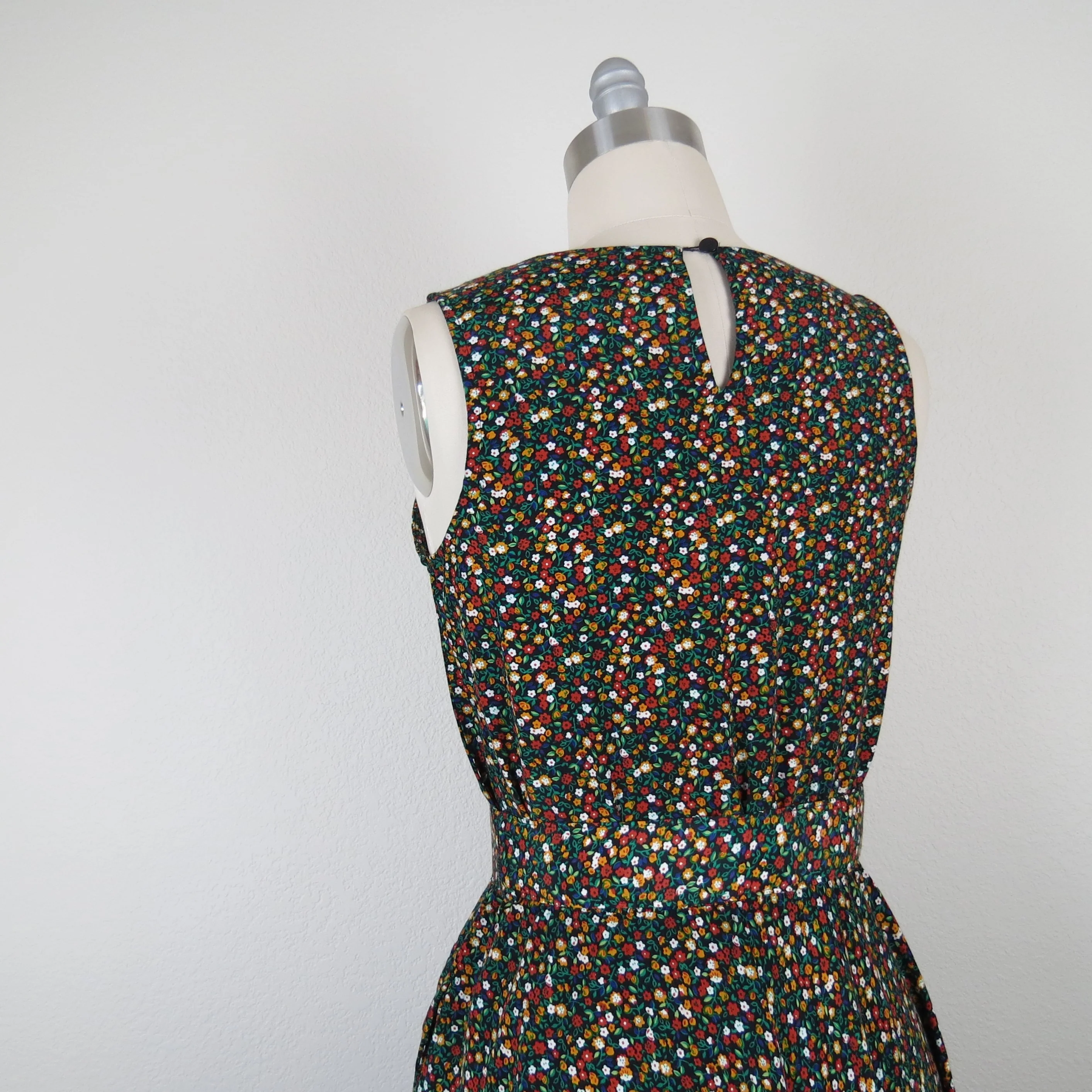 90s Ditsy Calico Floral Midi Dress Dark Academia Rayon - Image 6