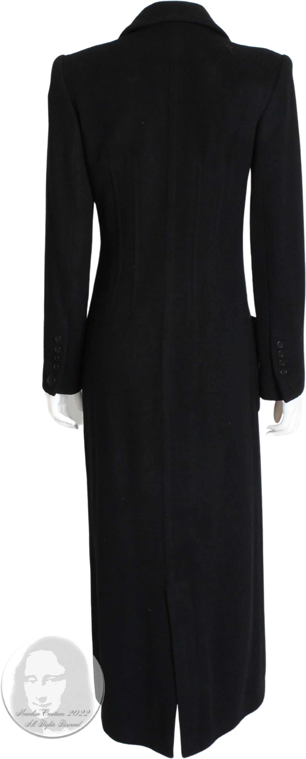 90s Double Breasted Coat Trench Black Cashmere Wool By Sonia Rykiel - Image 2