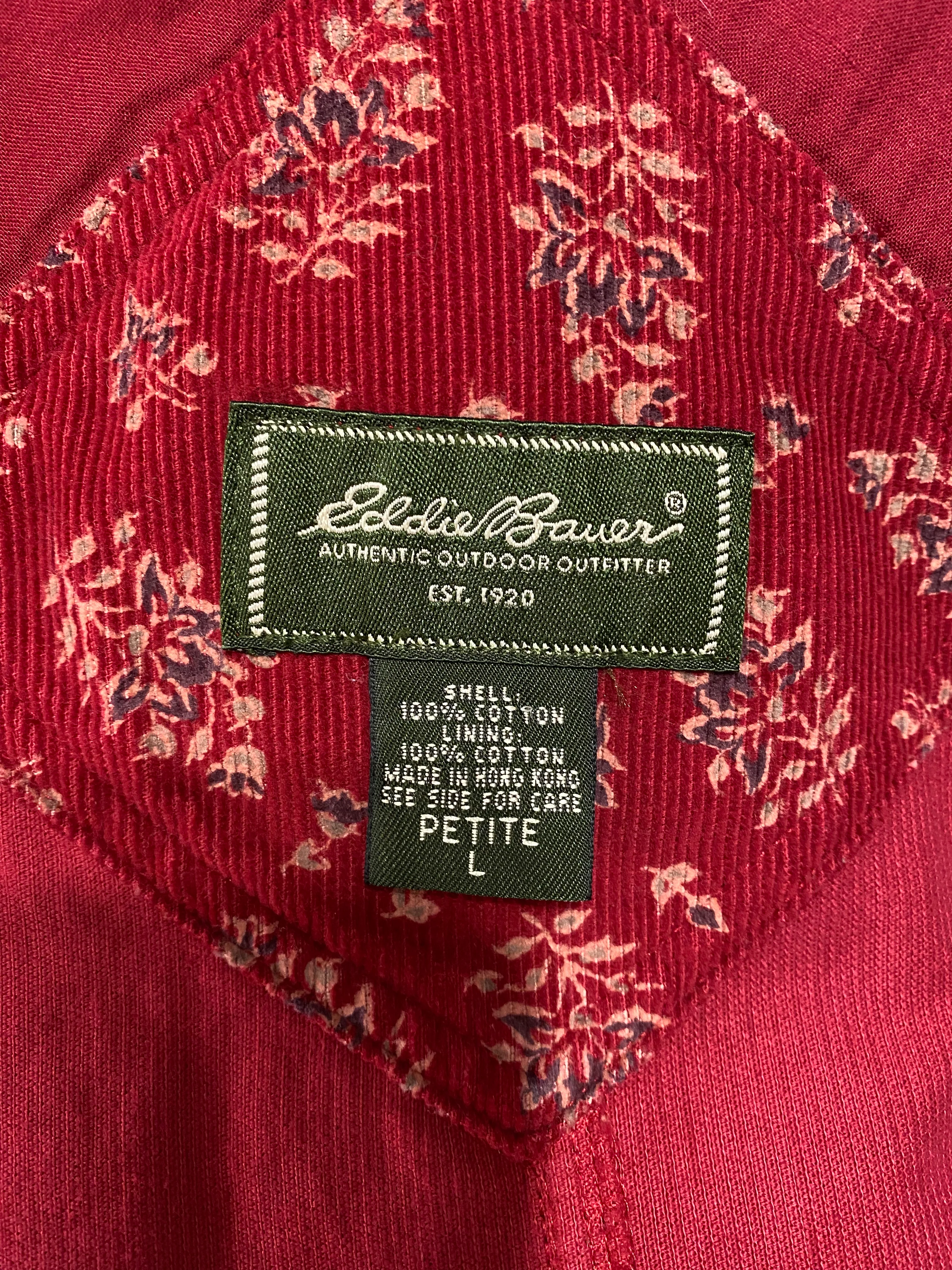 90s Dress Corduroy Midi Jumper Floral Cotton Overall By Eddie Bauer - Image 5