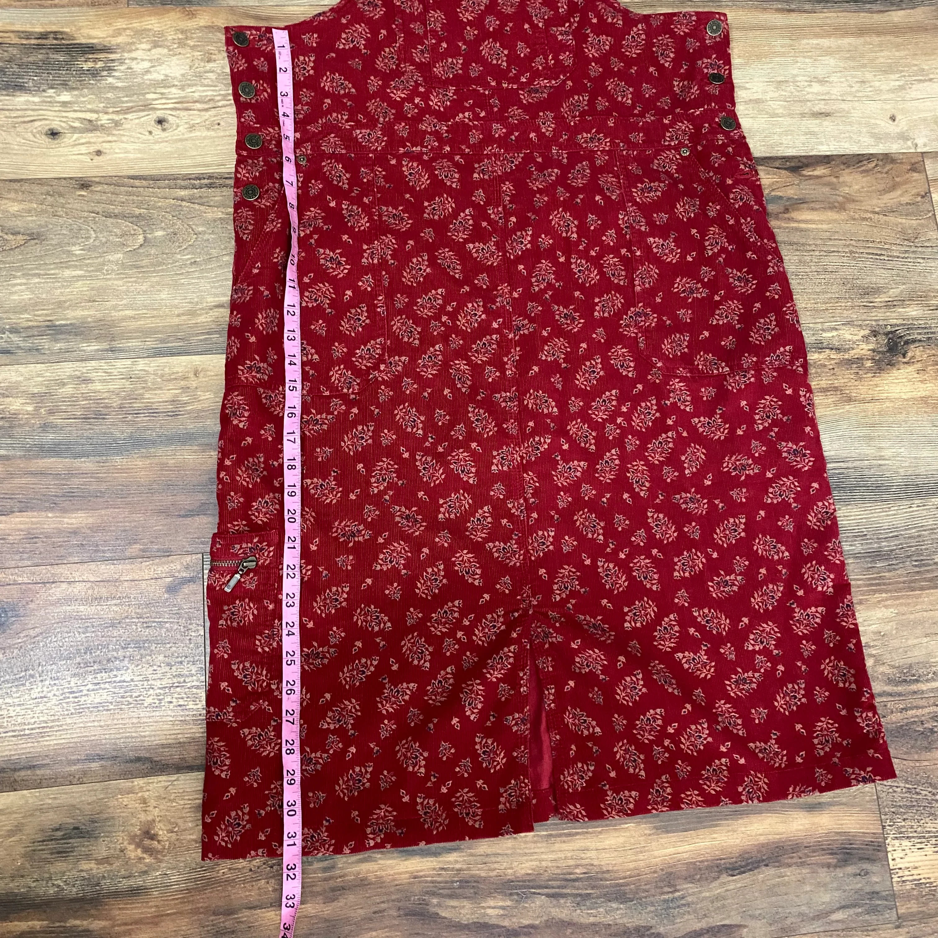 90s Dress Corduroy Midi Jumper Floral Cotton Overall By Eddie Bauer - Image 8