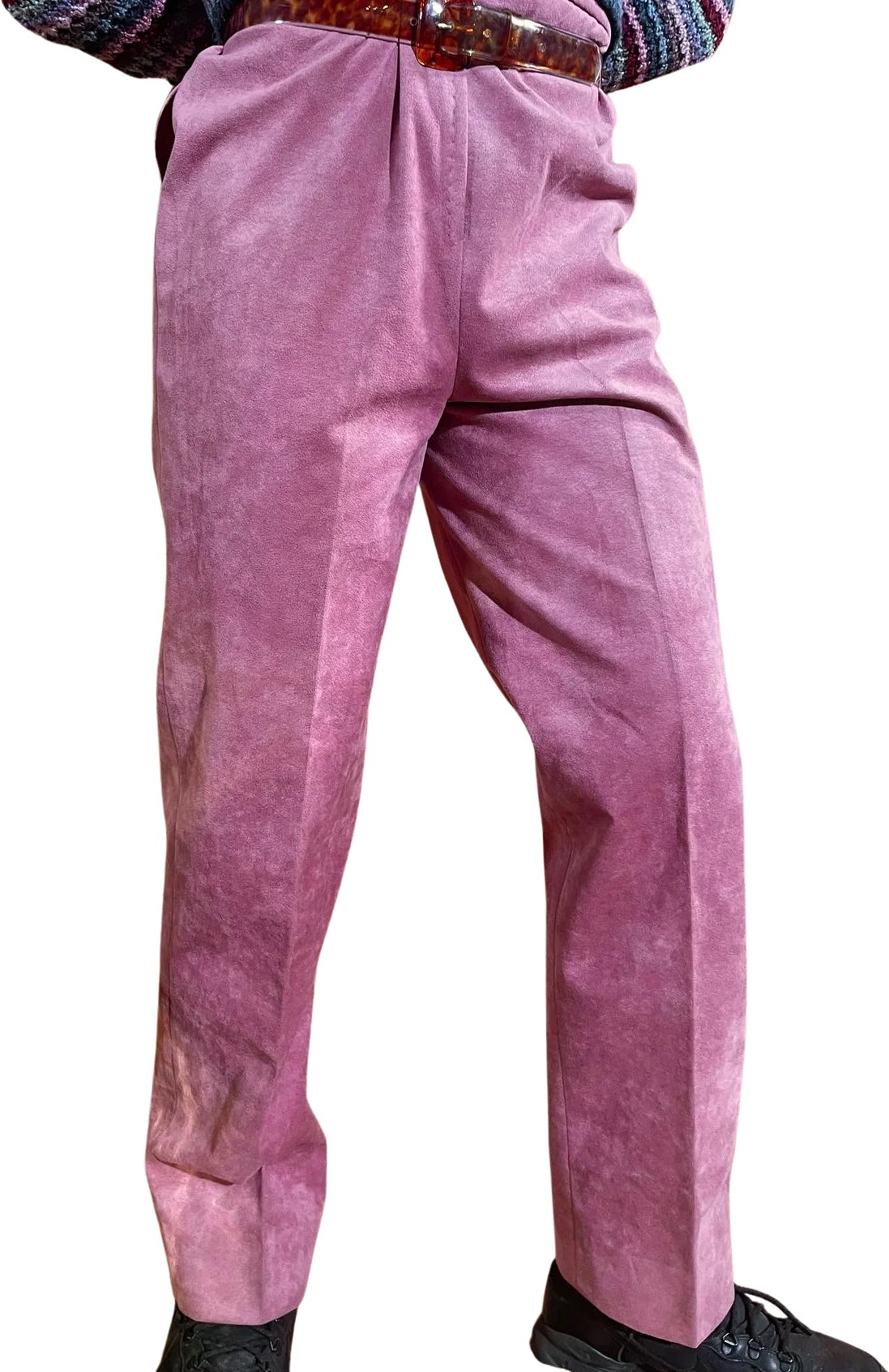 90s Dusty Pink Blush Colored Suede Leather Trousers