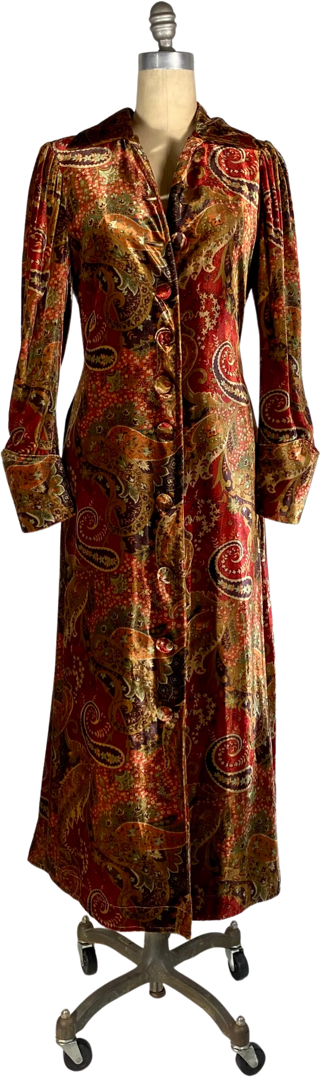 90s Edwardian Style Silk Blend Velvet Duster Coat By J Peterman Co