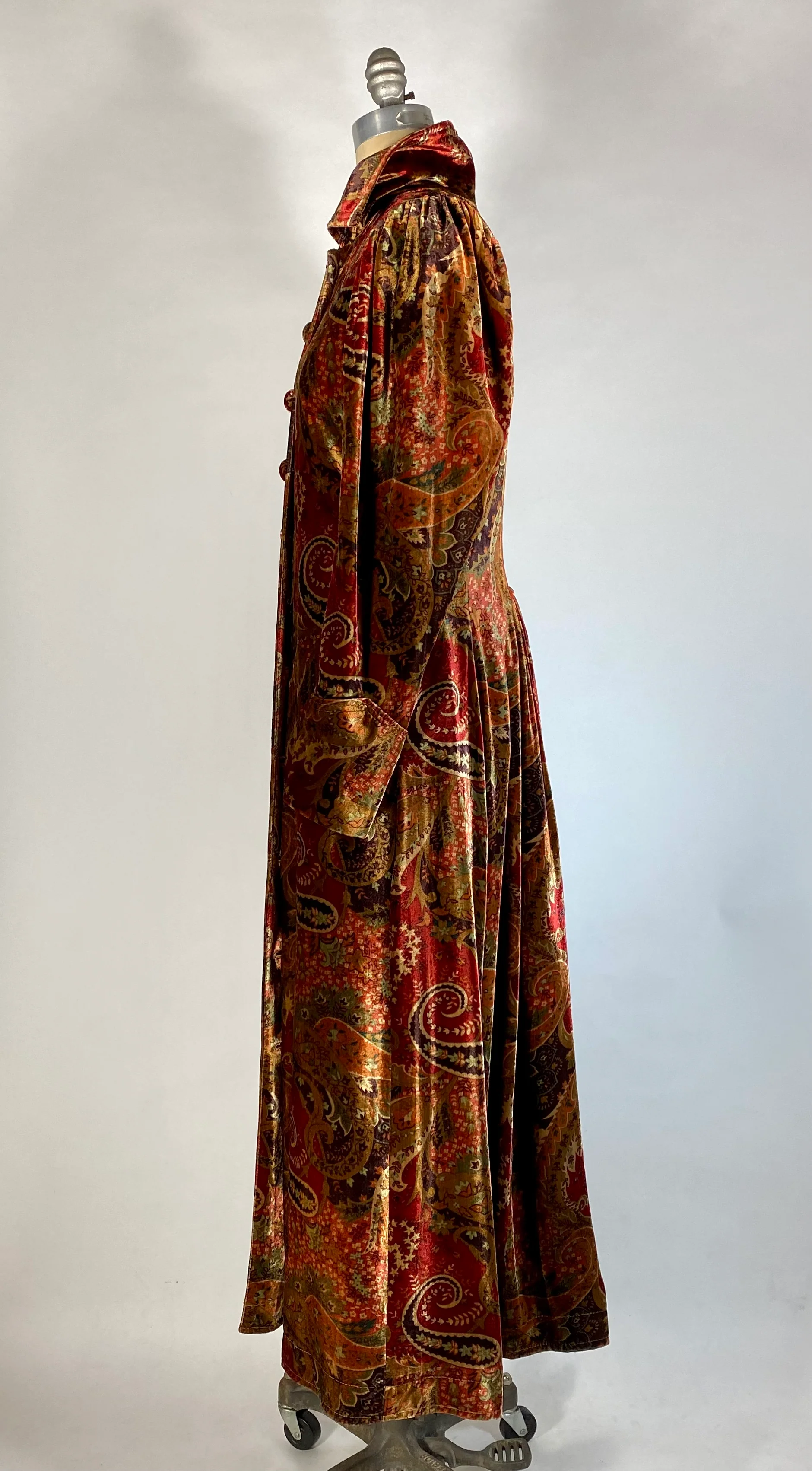 90s Edwardian Style Silk Blend Velvet Duster Coat By J Peterman Co - Image 4