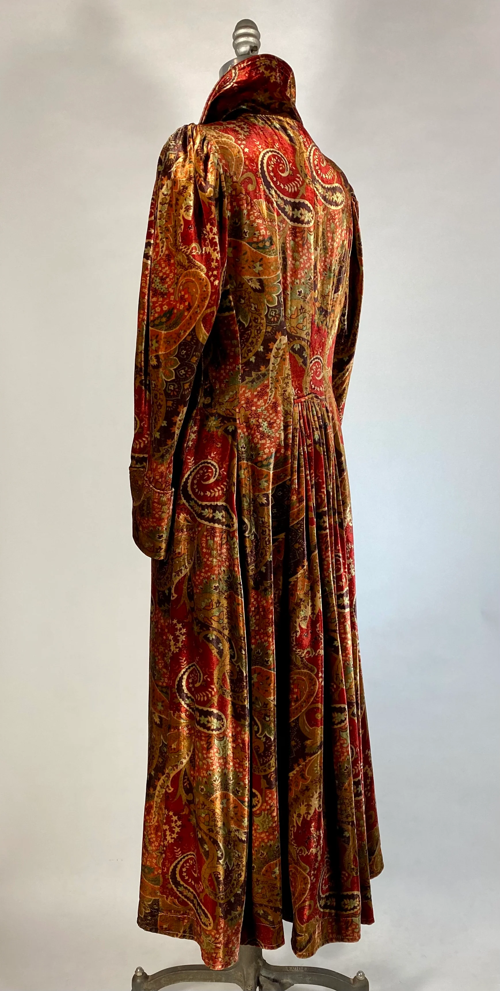 90s Edwardian Style Silk Blend Velvet Duster Coat By J Peterman Co - Image 5