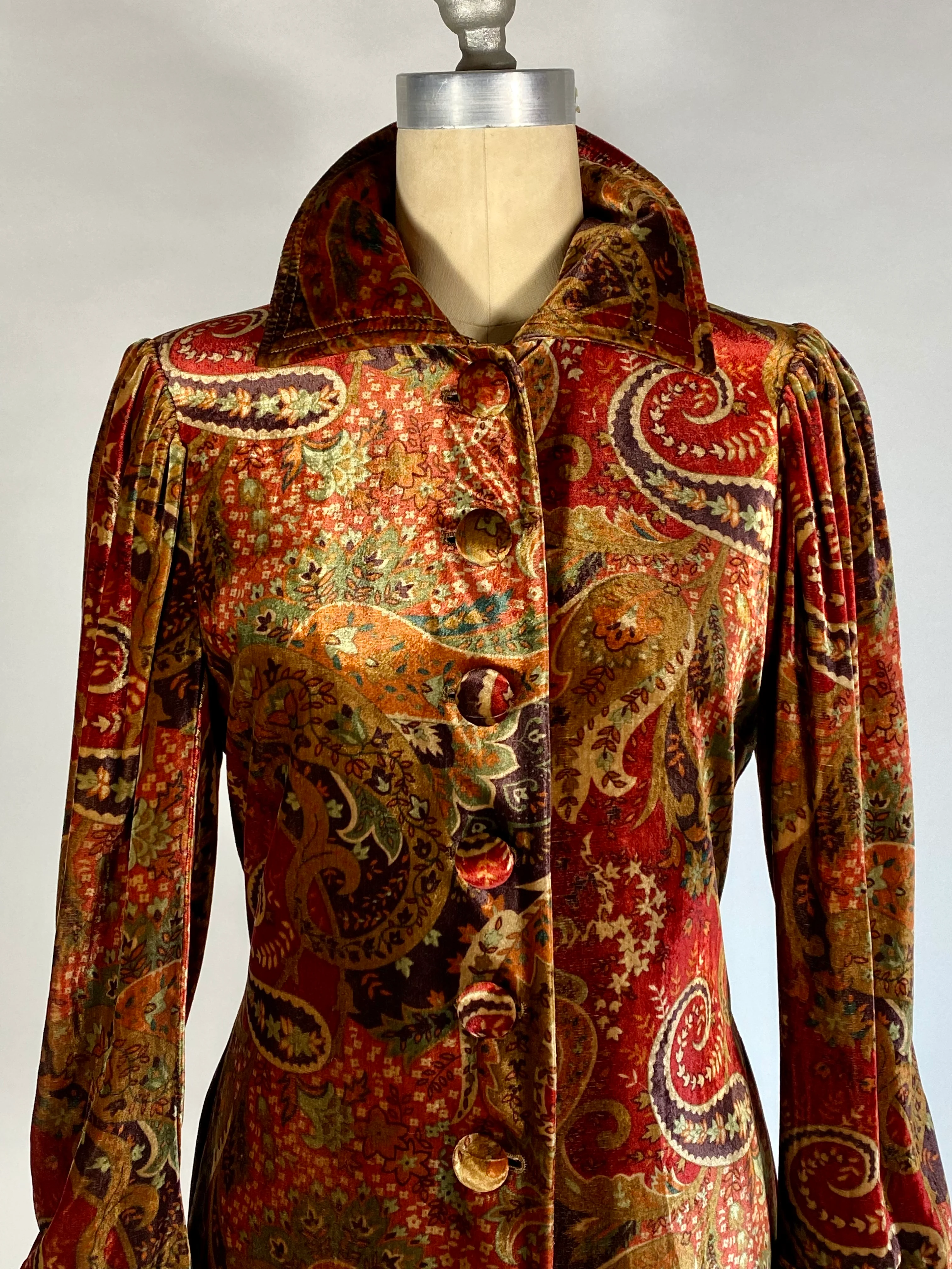 90s Edwardian Style Silk Blend Velvet Duster Coat By J Peterman Co - Image 9