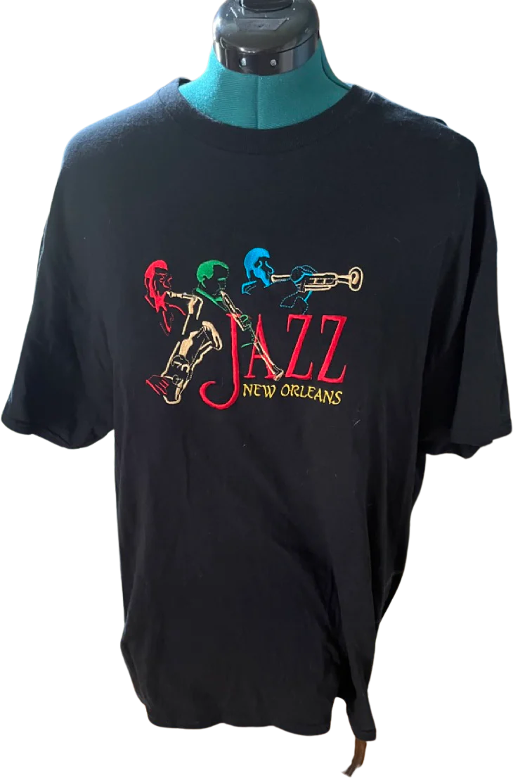 90s Embroidered Jazz New Orleans Heavy Cotton Tee By Gildan