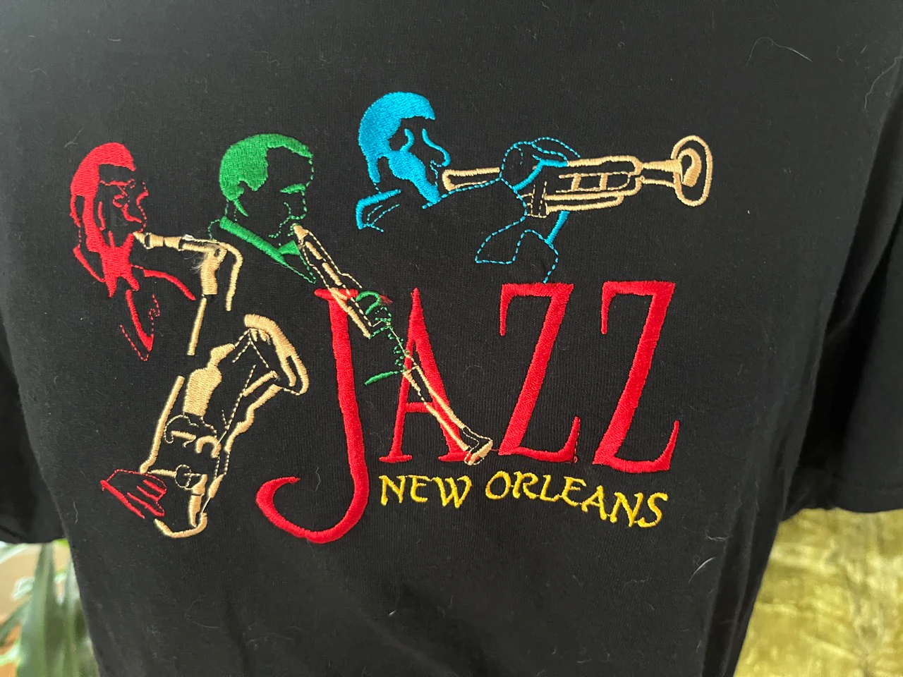90s Embroidered Jazz New Orleans Heavy Cotton Tee By Gildan - Image 3