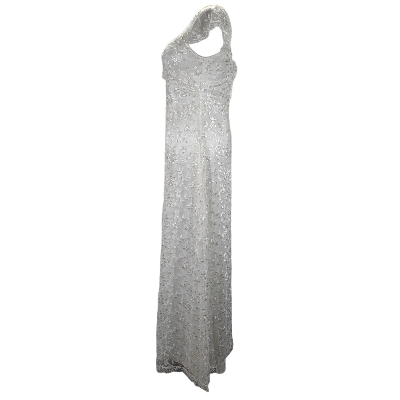 90s Empire Waist Sequin Lace Cap Sleeve Wedding Dress by Jessica Mcclintock - Image 3