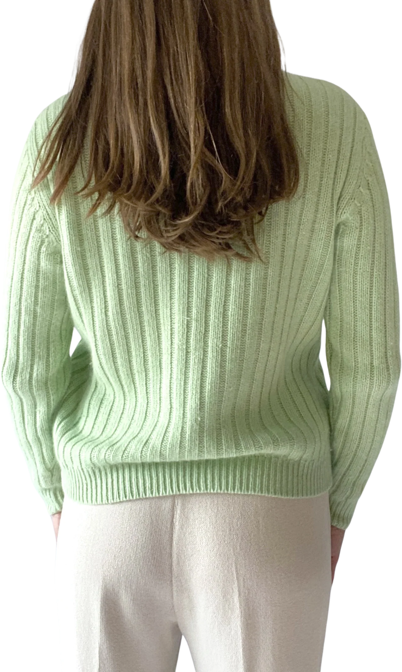 90s Essential Sage Green Ribbed Knit Angora Sweater - Image 2