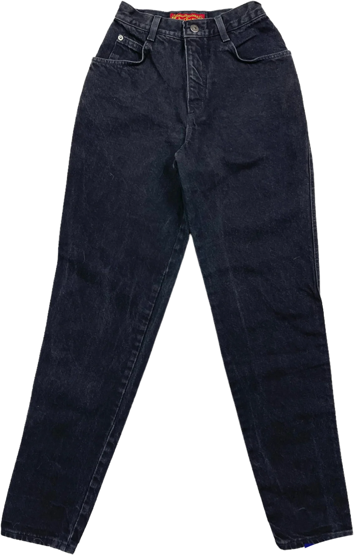 90s Faded Black Denim High Waist Tapered Leg Mom Jeans By Bonjour