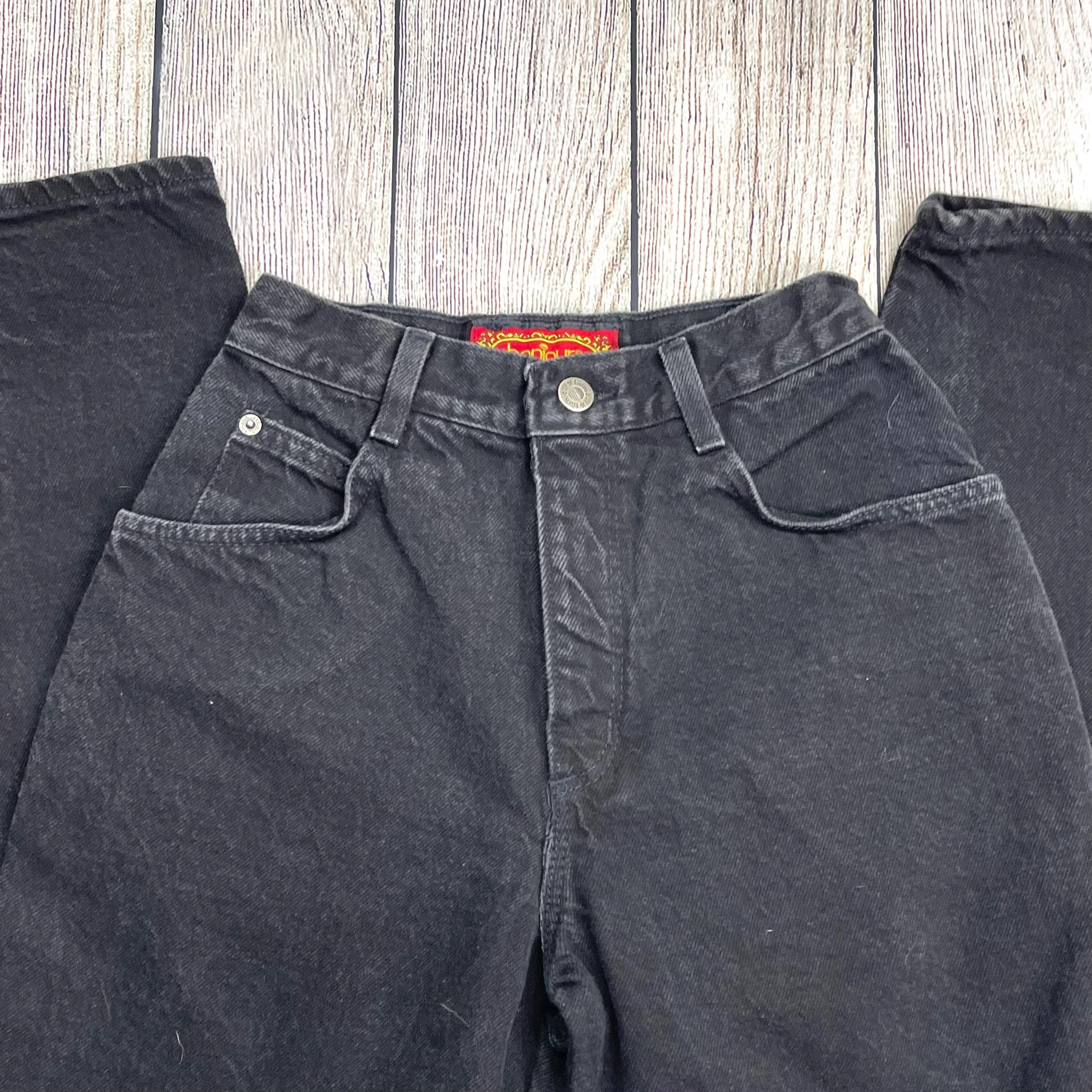 90s Faded Black Denim High Waist Tapered Leg Mom Jeans By Bonjour - Image 10