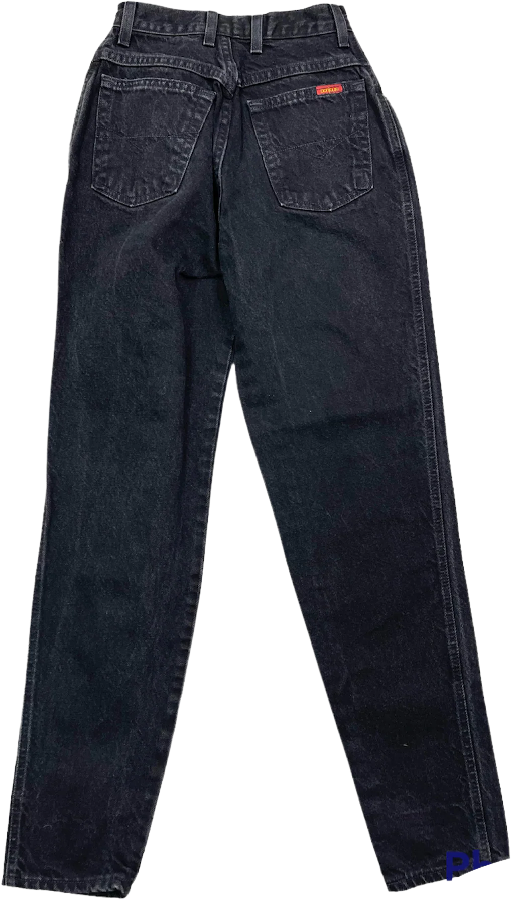 90s Faded Black Denim High Waist Tapered Leg Mom Jeans By Bonjour - Image 2