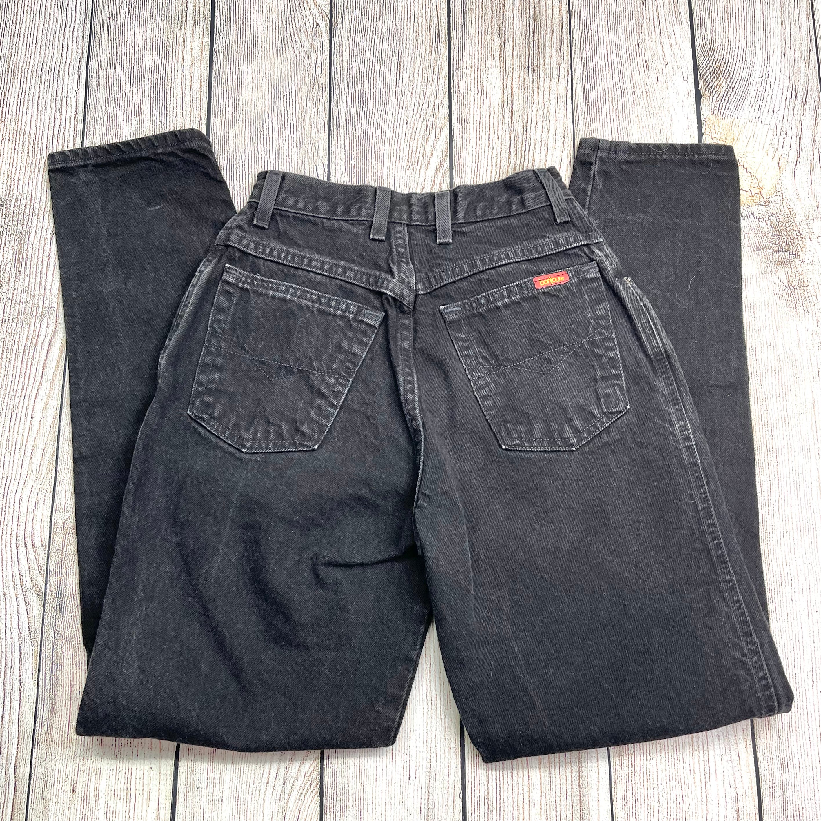 90s Faded Black Denim High Waist Tapered Leg Mom Jeans By Bonjour - Image 6