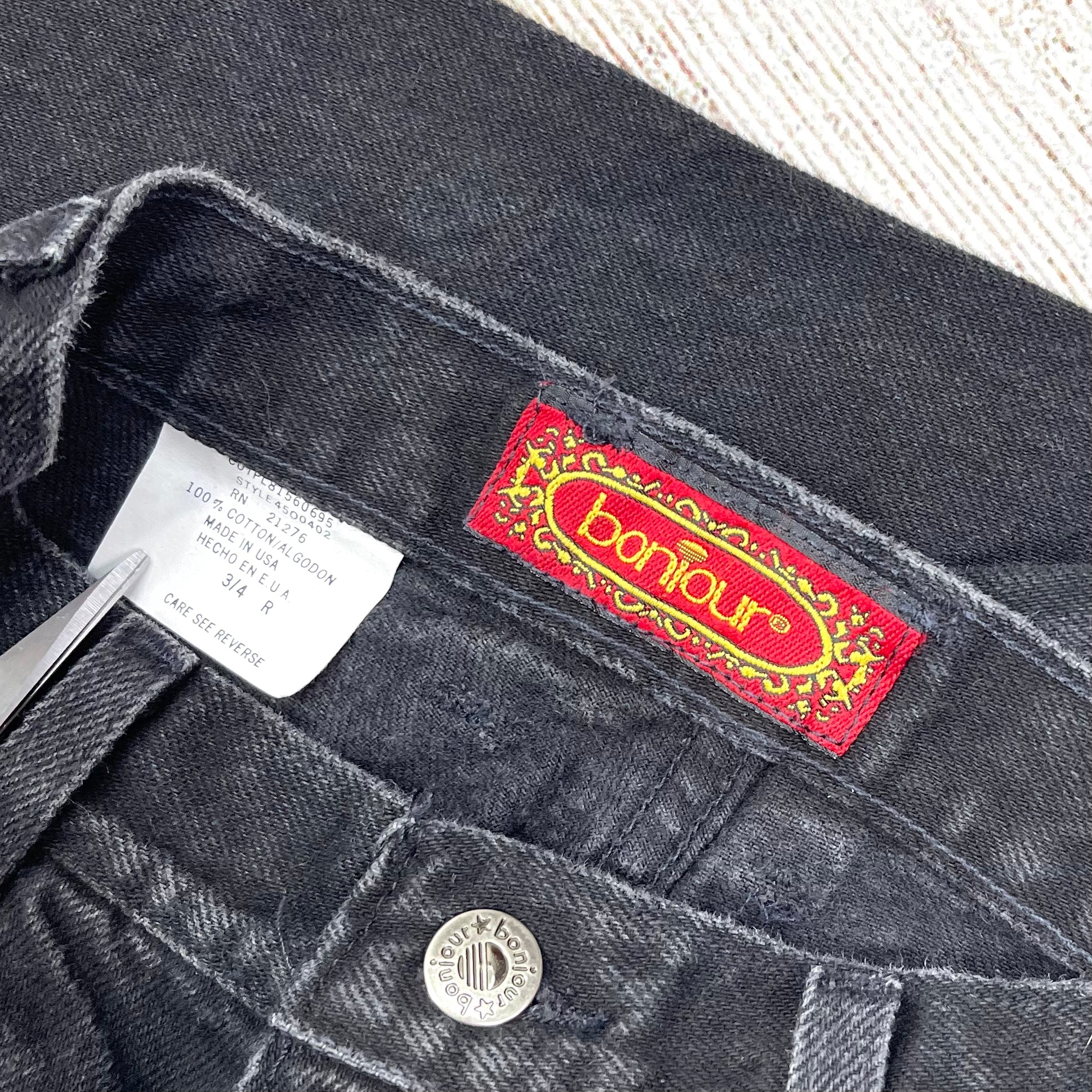 90s Faded Black Denim High Waist Tapered Leg Mom Jeans By Bonjour - Image 8