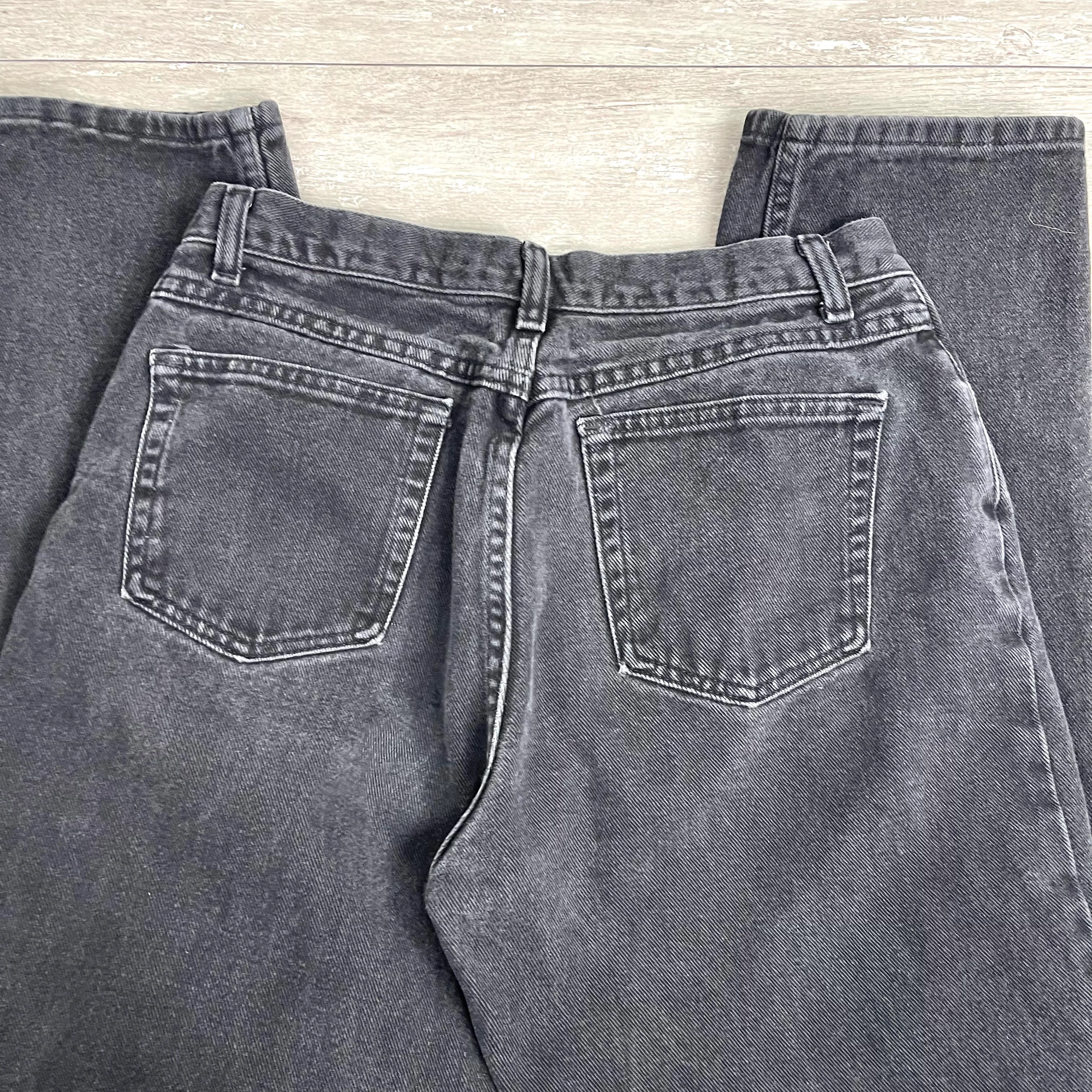 90s Faded Black Denim High Waist Tapered Leg Mom Jeans By Chic - Image 8