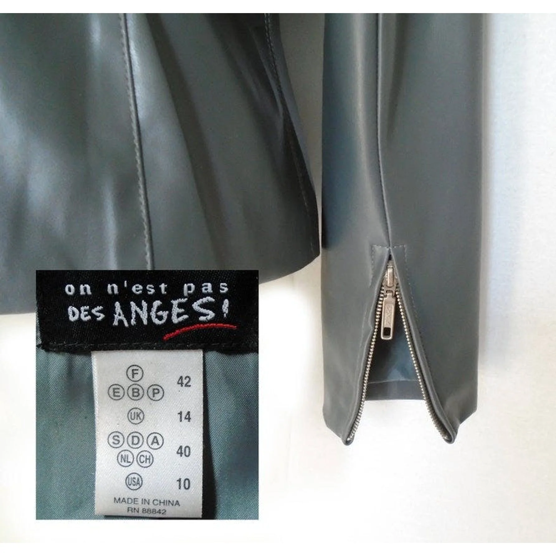 90s Vegan Leather Jacket, Gray Chic Modernist By On N'est Pas Des Anges - Image 2