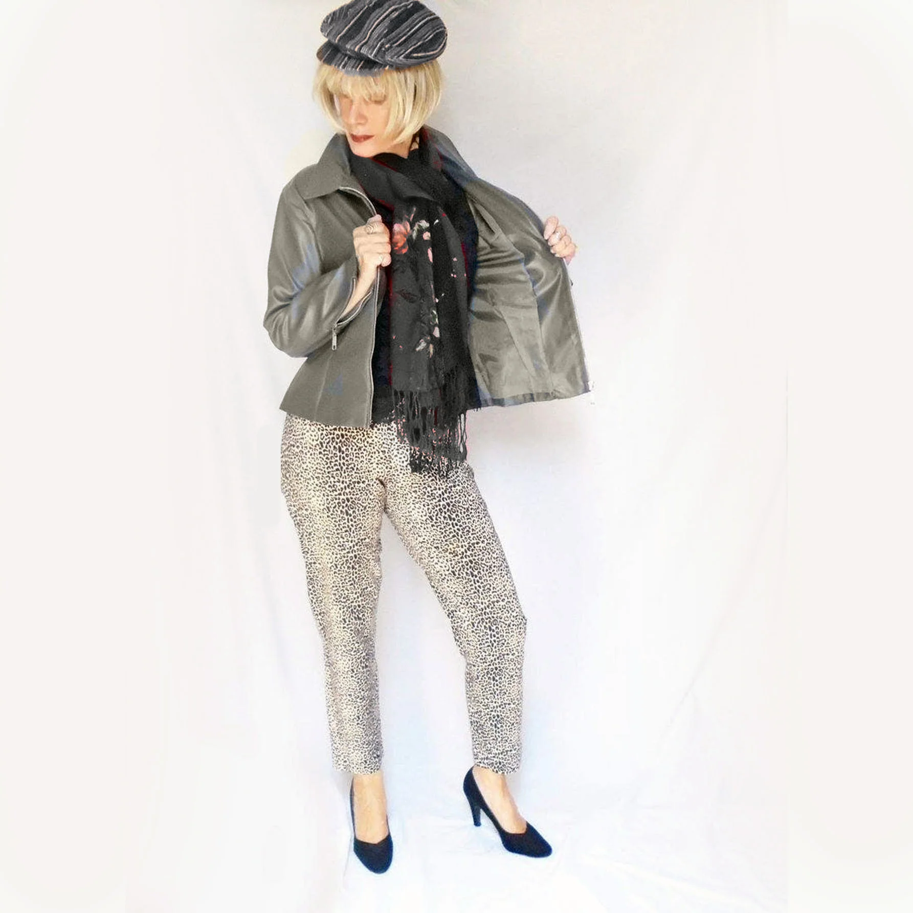 90s Vegan Leather Jacket, Gray Chic Modernist By On N'est Pas Des Anges - Image 5