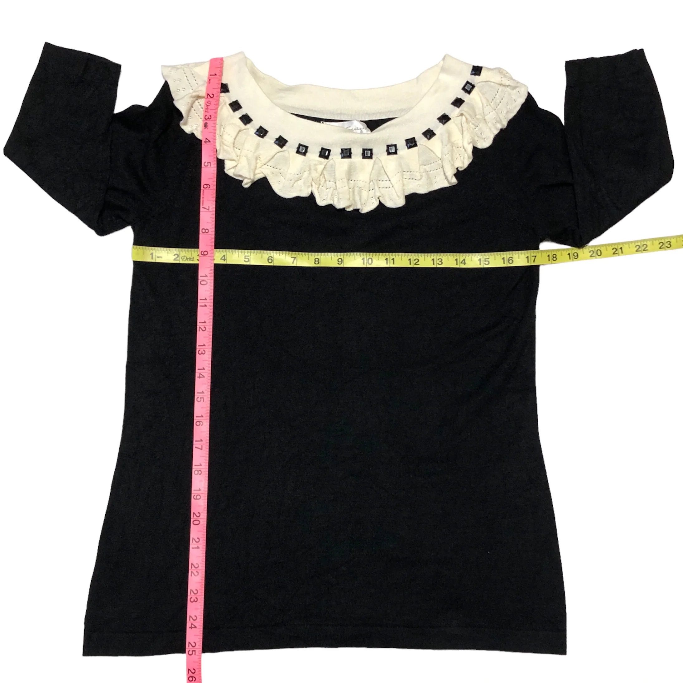 90s Fitted Ruffled Collar Sweater By Spiegel - Image 8