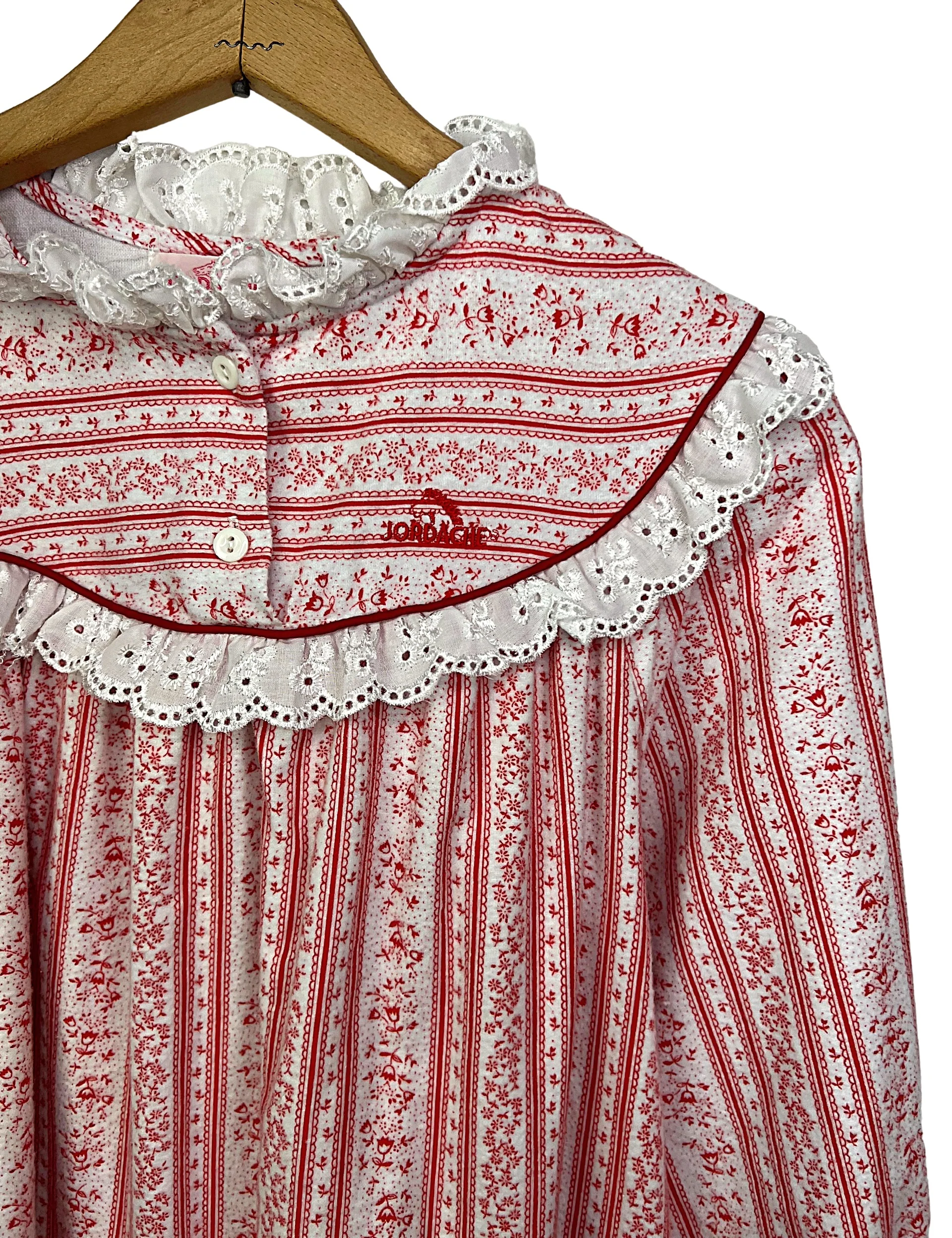 90s Flannel Floral Floor Length Holiday Nightgown By Jordache - Image 5