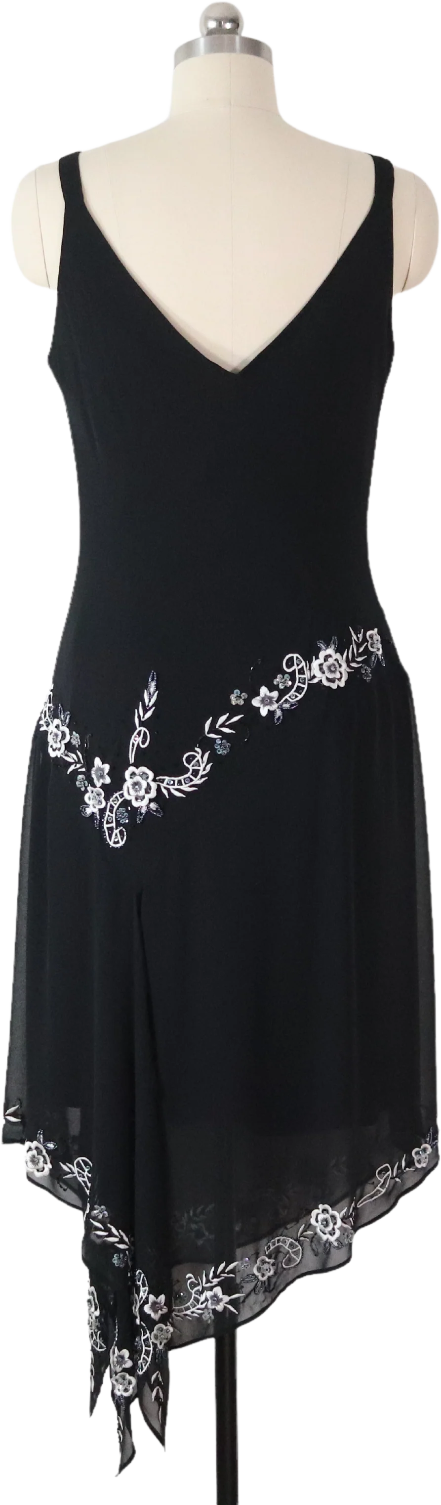 90s Floral Embroidered Beaded Cocktail Party Dress By R&M Richards - Image 2