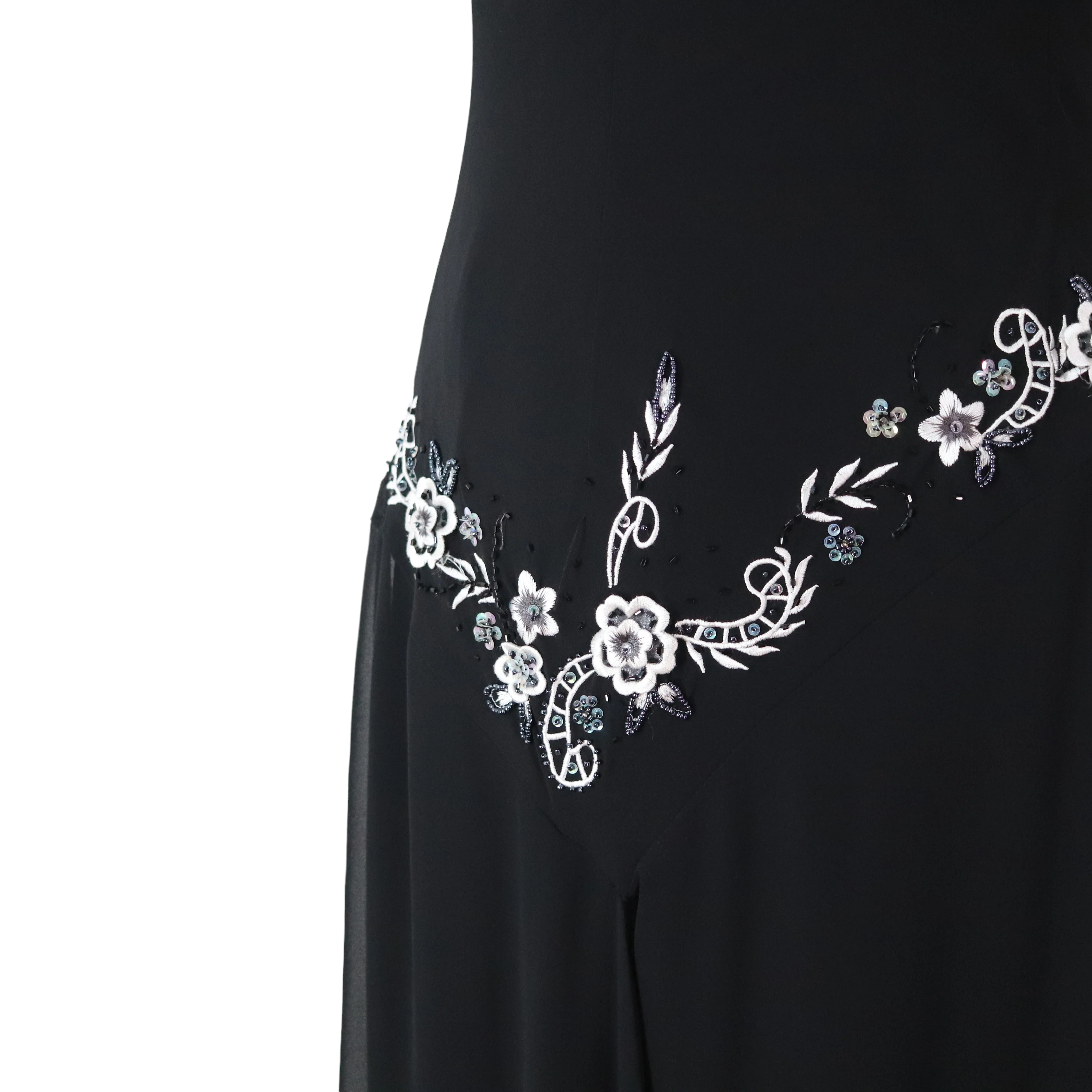 90s Floral Embroidered Beaded Cocktail Party Dress By R&M Richards - Image 6