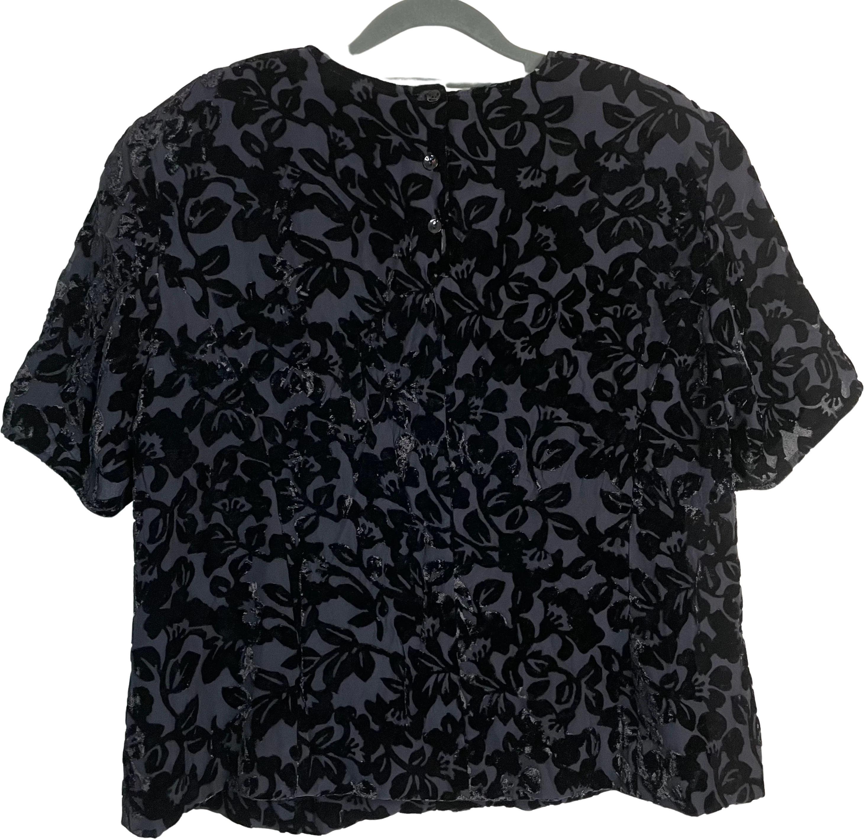 90s Floral Flocked Silk Velvet Top By Rena Rowan - Image 2