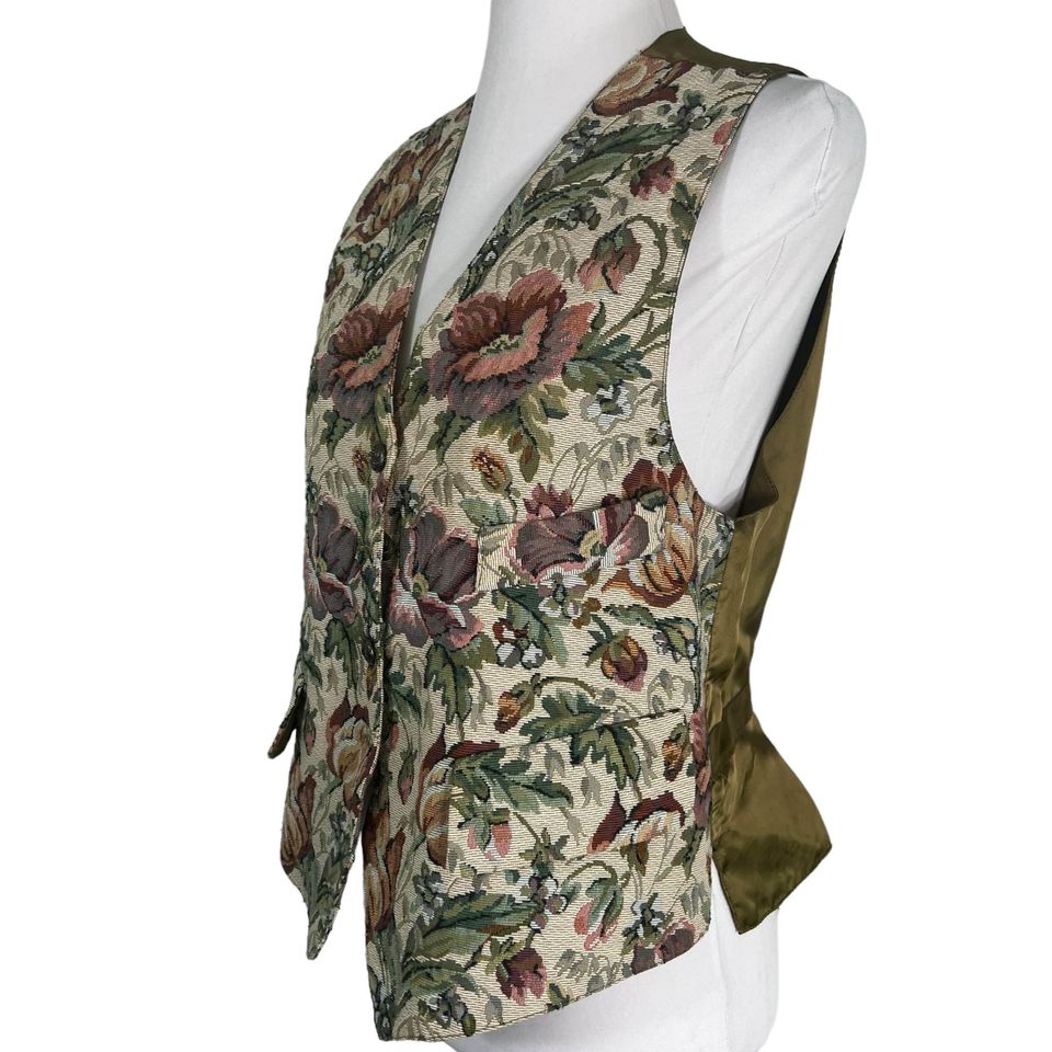 90s Floral Tapestry Vest S by Forenza - Image 4