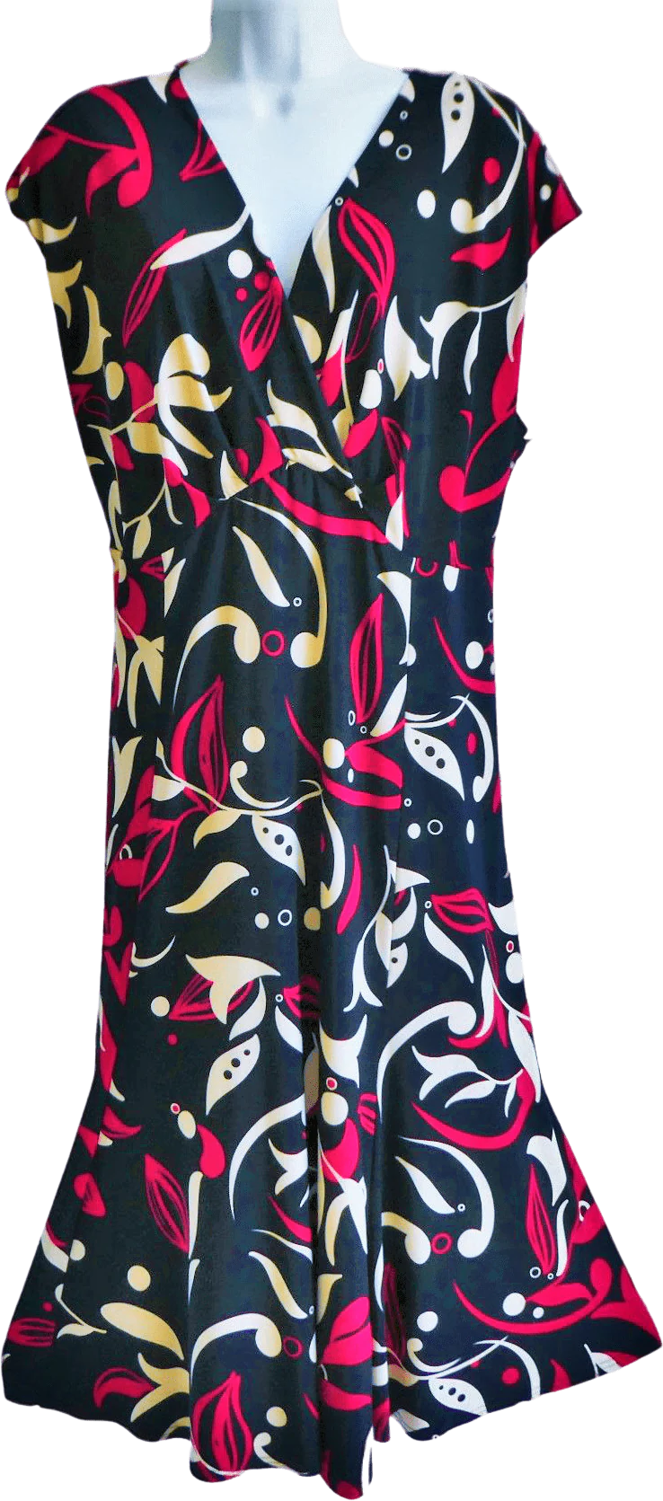 90s Floral Midi Dress Abstract Floral Stretchy 20w By Jones New York