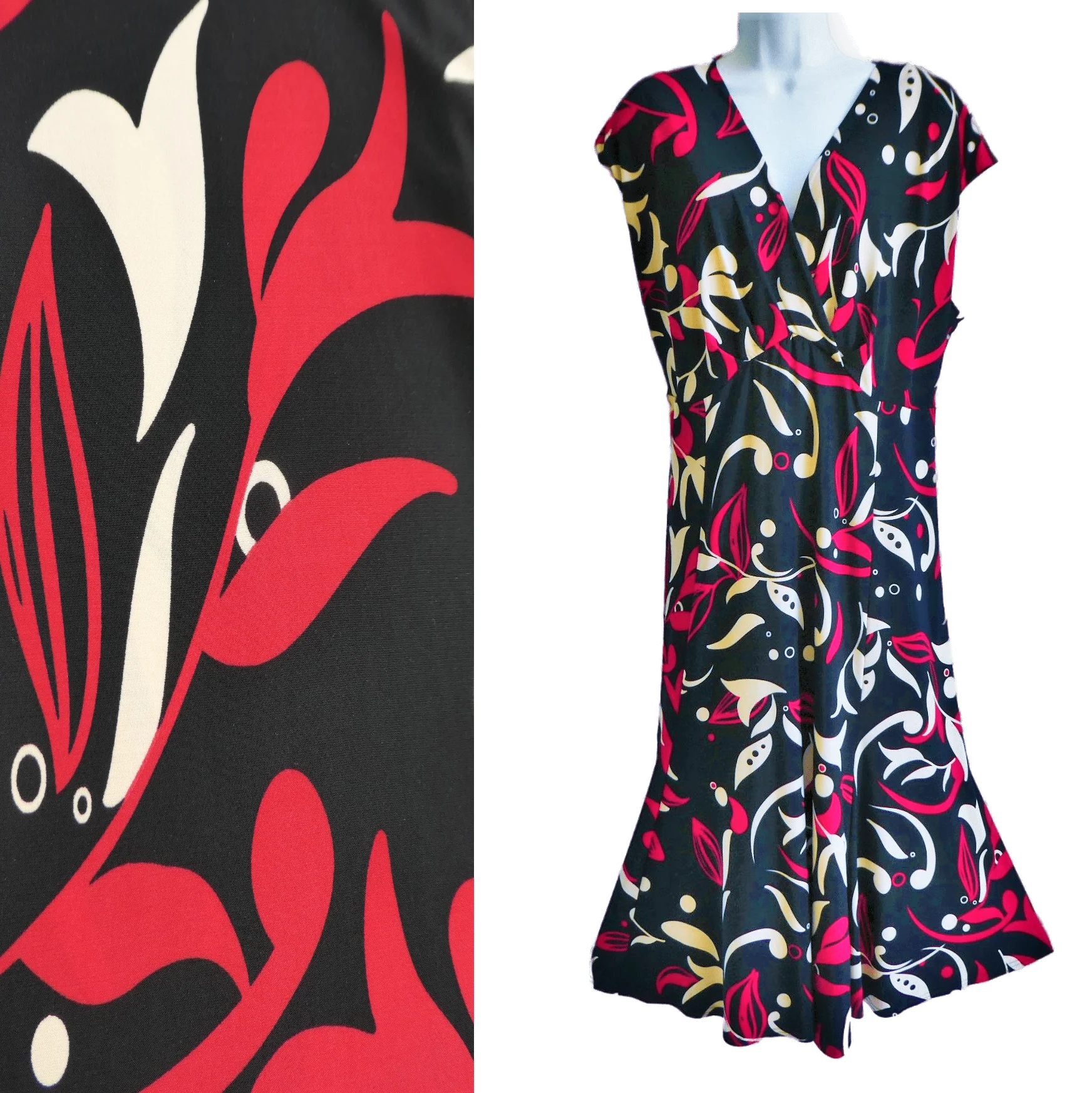 90s Floral Midi Dress Abstract Floral Stretchy 20w By Jones New York - Image 3