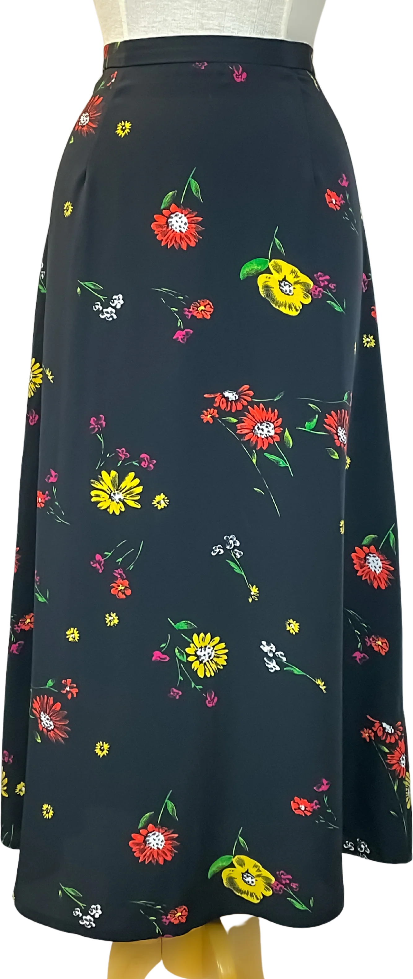 90s Floral Print A-line Midi Length Skirt By Requirements