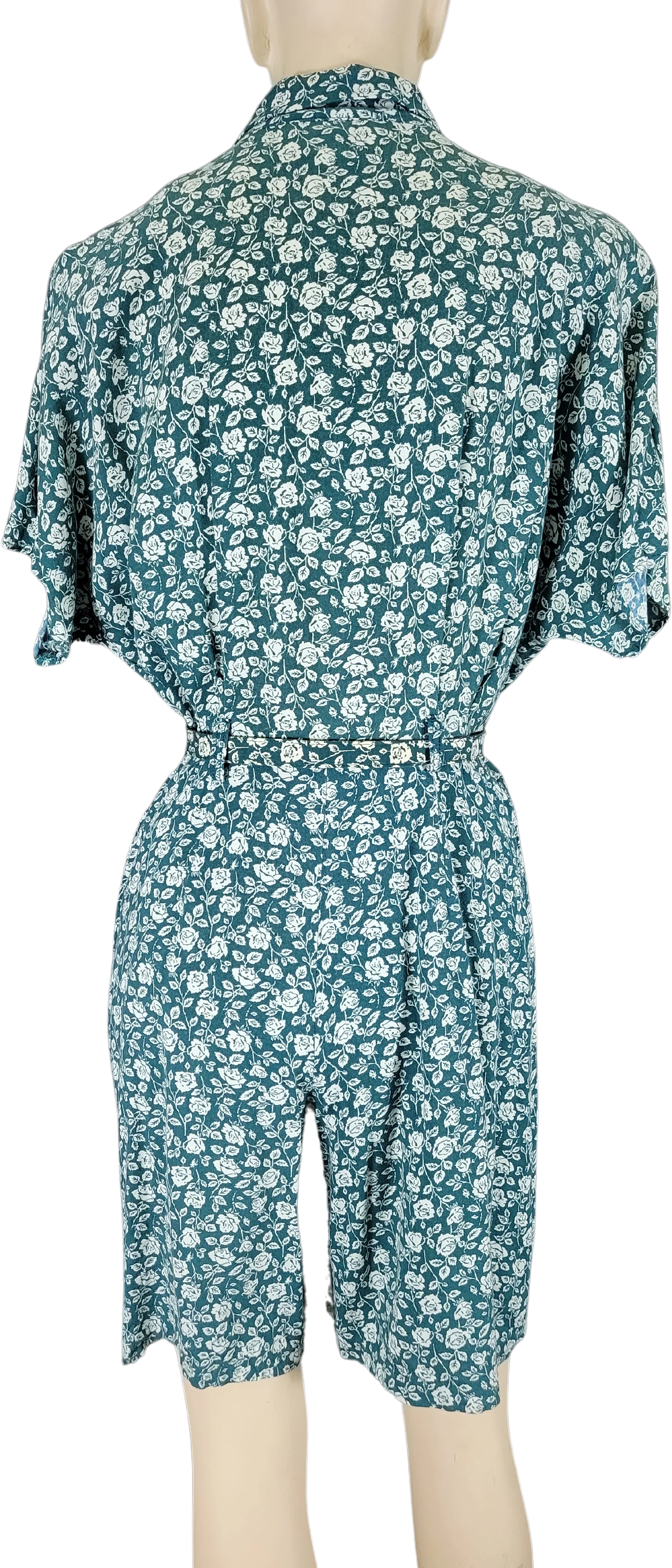 90s Floral Short Sleeve Belted Ramper By Rampage - Image 2