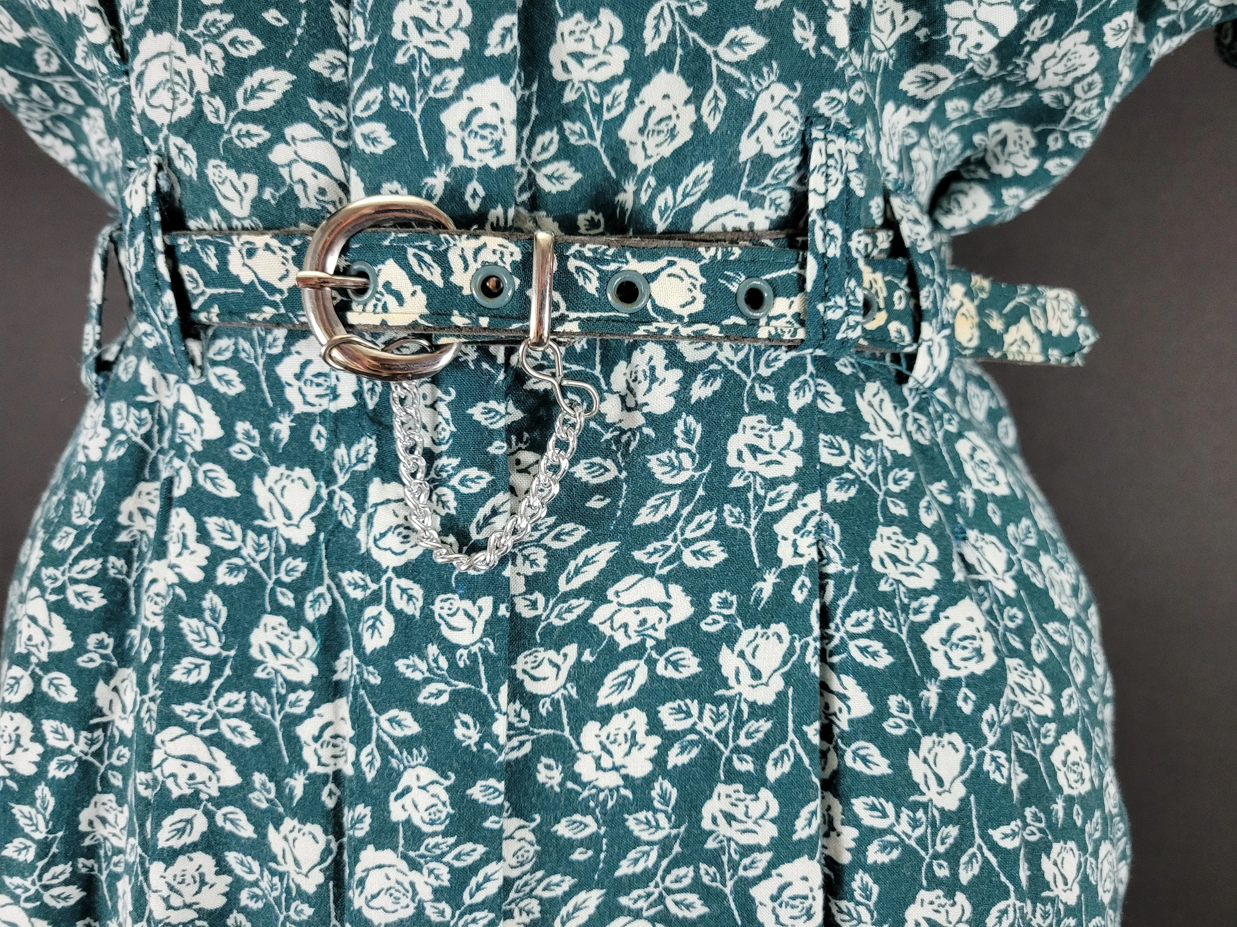 90s Floral Short Sleeve Belted Ramper By Rampage - Image 6